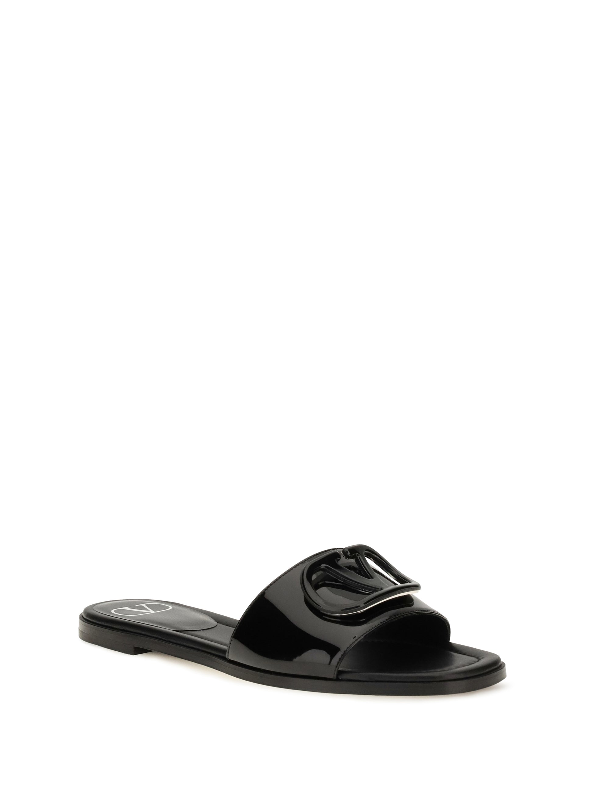Valentino Garavani Women Vlogo Patent Leather Slide Sandals VALENTINO GARAVANI