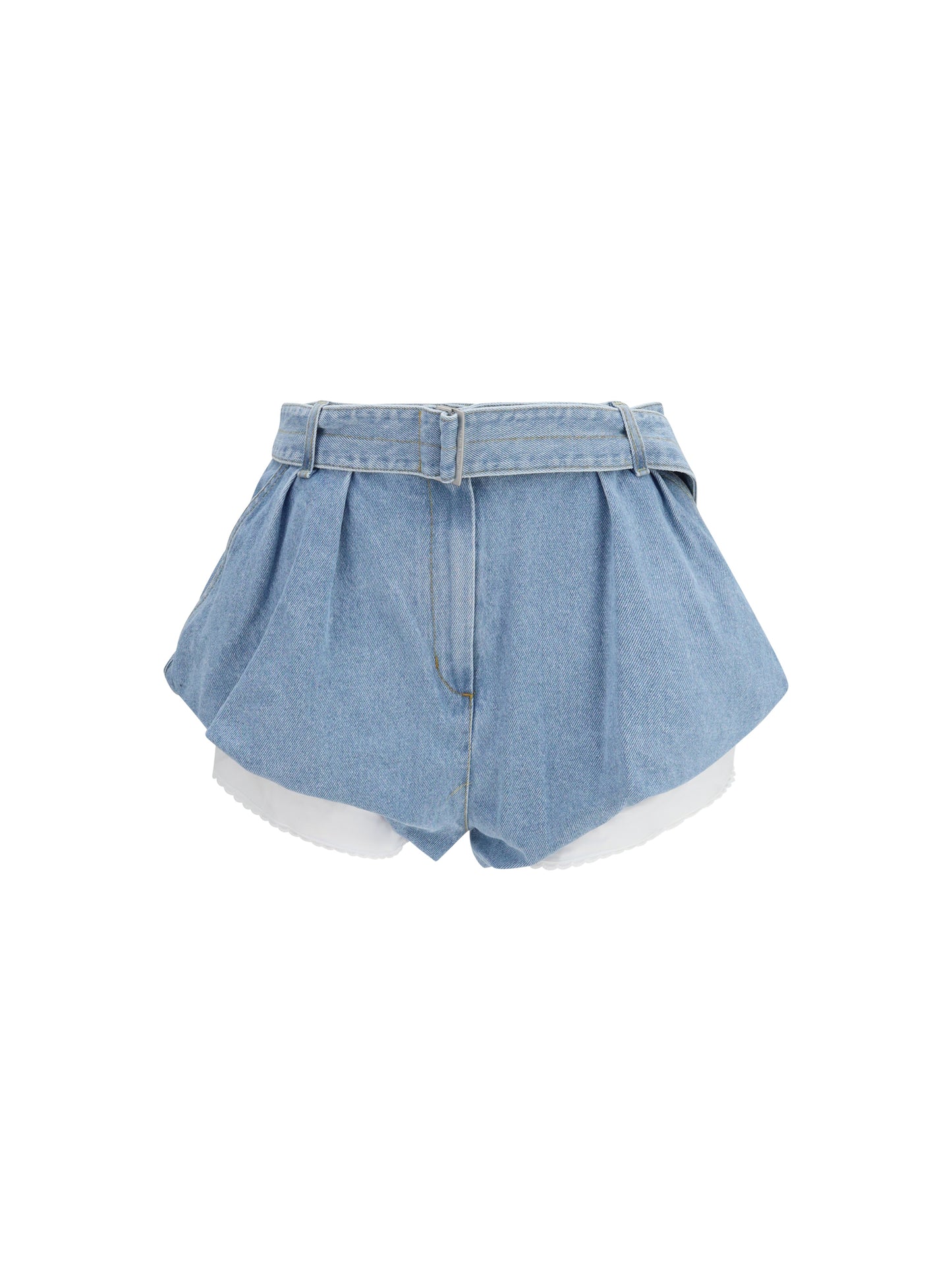 Magda Butrym Women Flared Denim Shorts With Undershorts