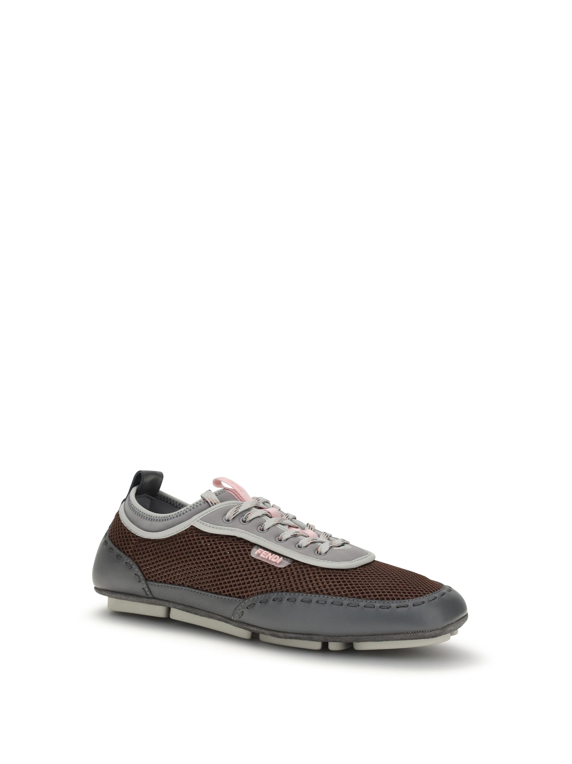 Fendi Men Leather And Mesh Sneakers By Fendi FENDI