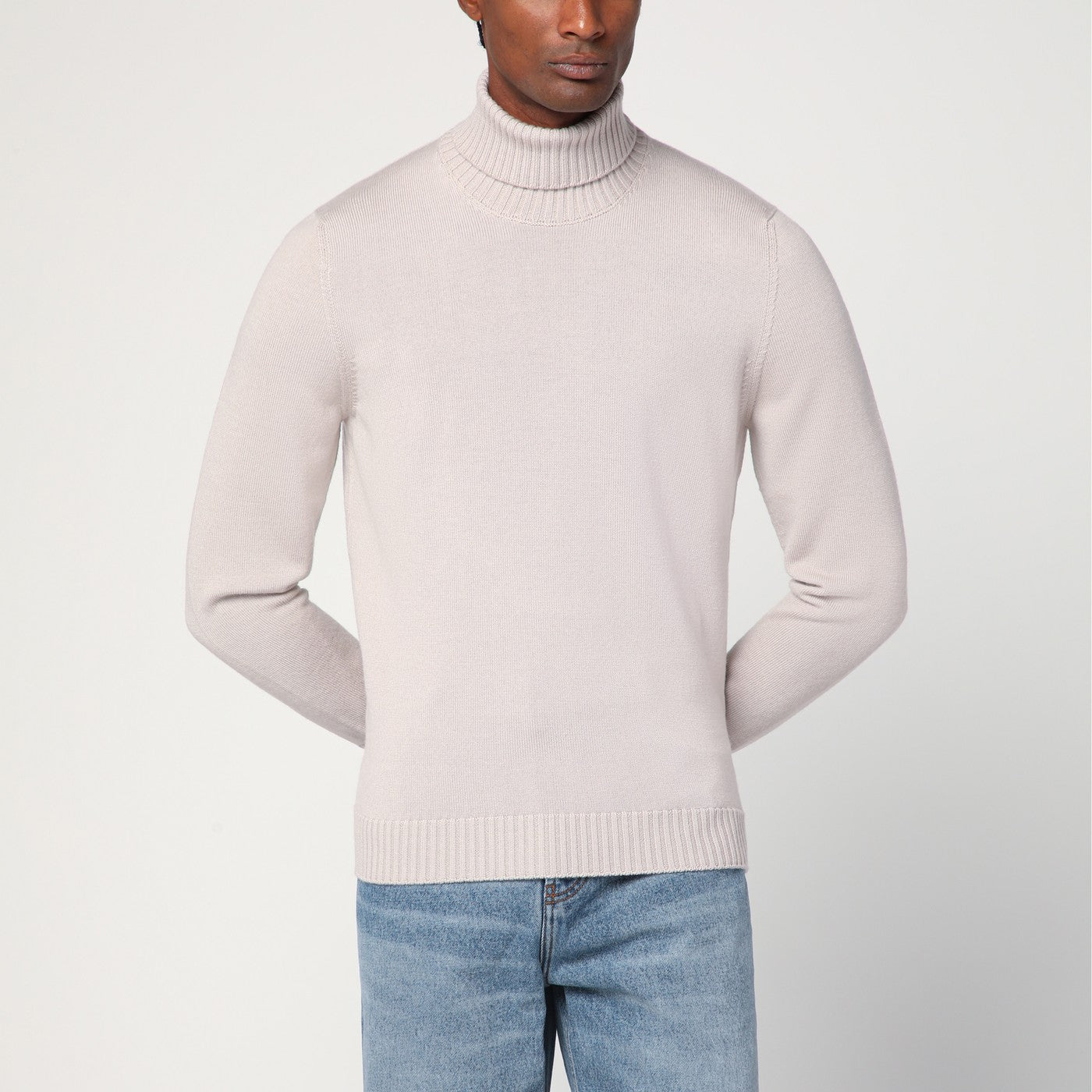 Drumohr Greige Wool Turtleneck Men Drumohr