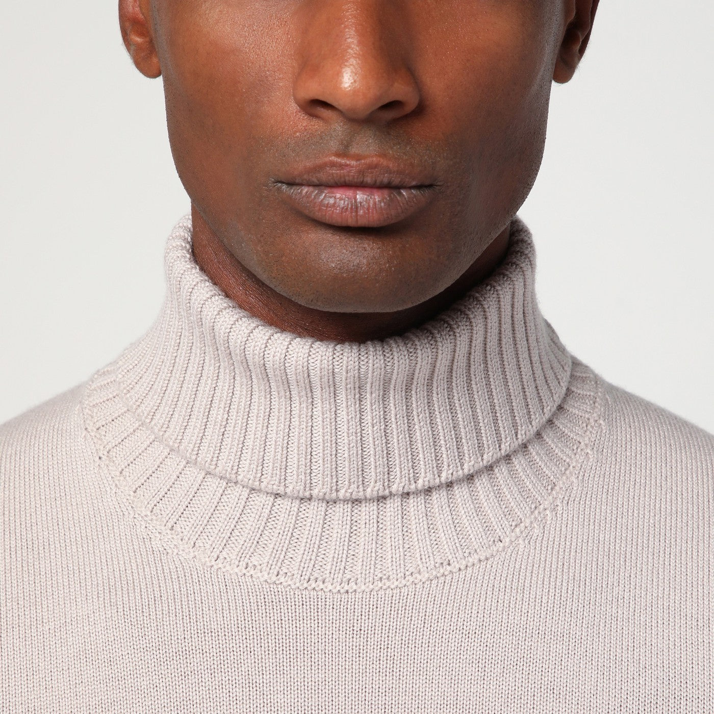 Drumohr Greige Wool Turtleneck Men Drumohr