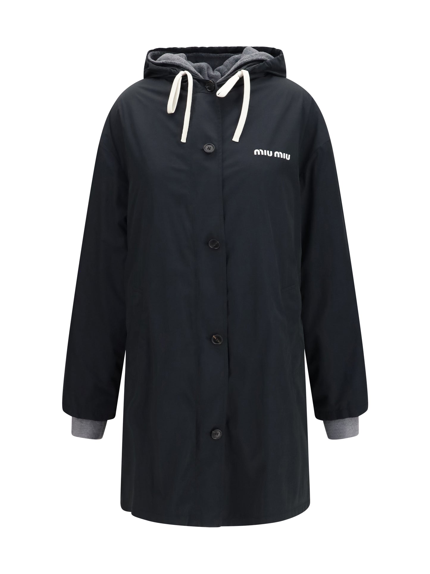 Miu Miu Women Panama And Fleece Single-Breasted Peacoat MIU MIU
