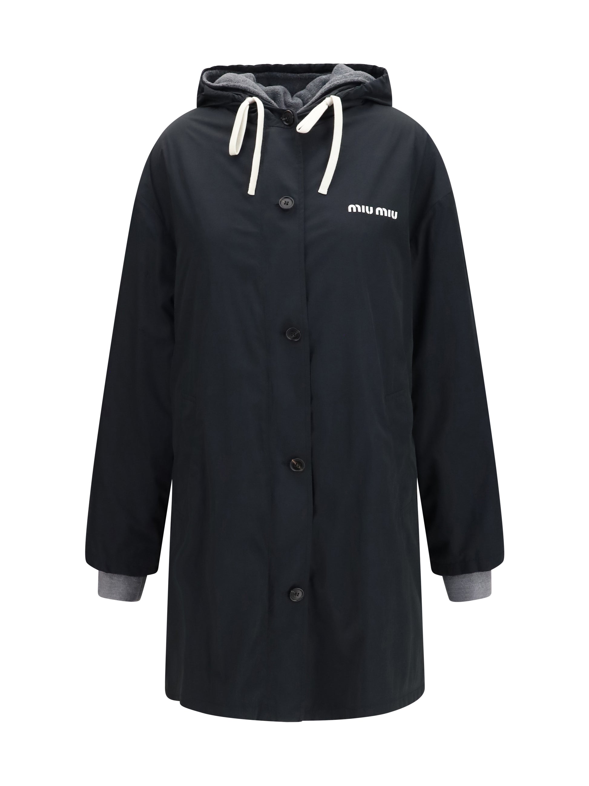 Miu Miu Women Panama And Fleece Single-Breasted Peacoat MIU MIU