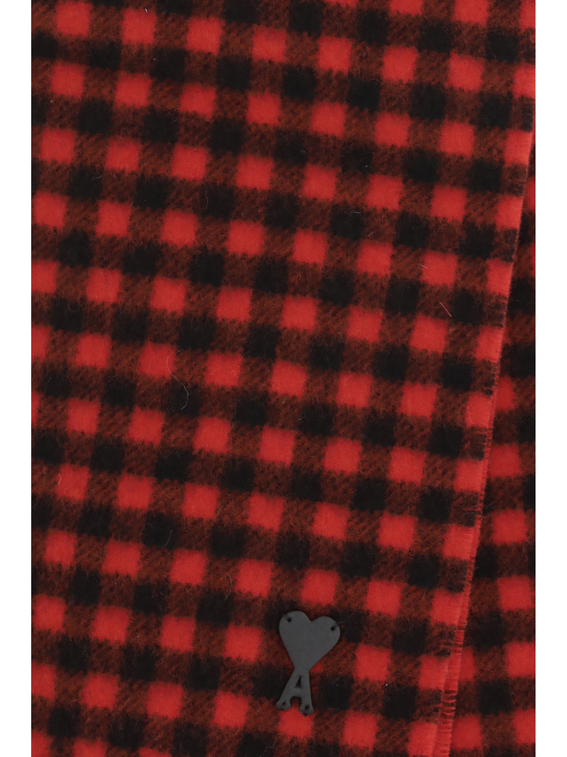 Ami Paris Men Ami De Coeur Checked Wool Scarf AMI PARIS