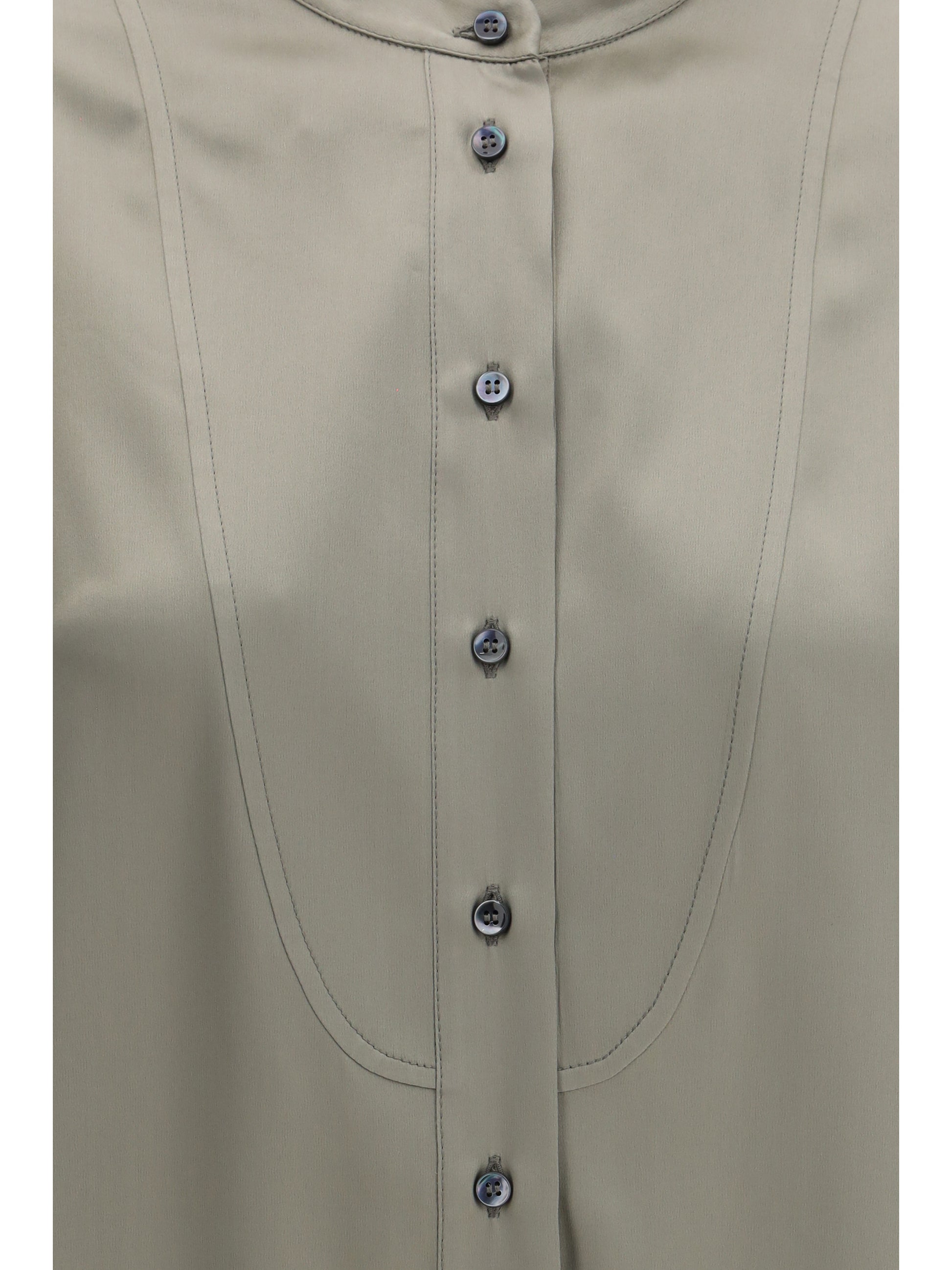 Brunello Cucinelli Women Silk Shirt With Monili Details BRUNELLO CUCINELLI