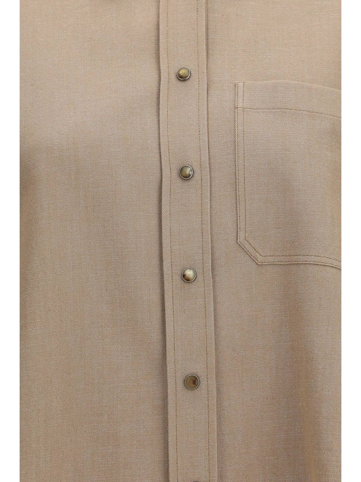 Brunello Cucinelli Women No Fade Sparkling Denim Shirt With Shiny Collar BRUNELLO CUCINELLI