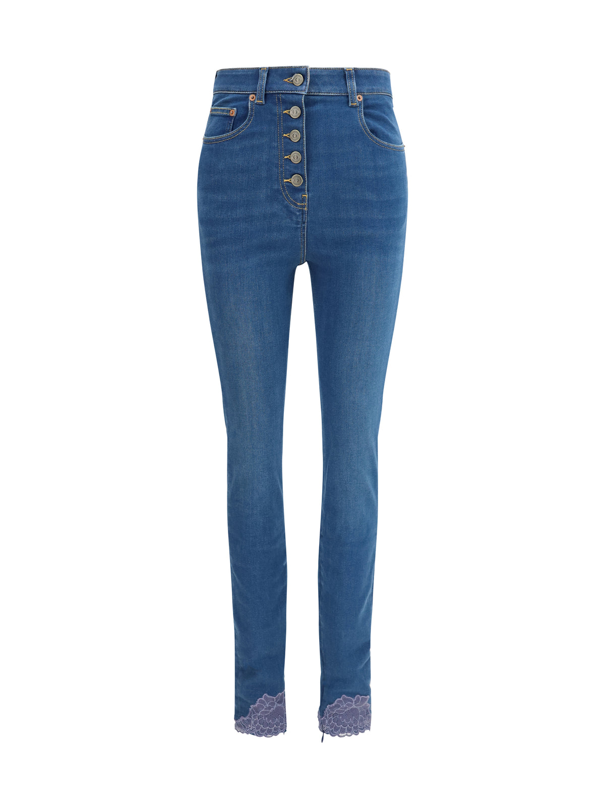 Valentino Women Fitted Jeans With Lace Details VALENTINO
