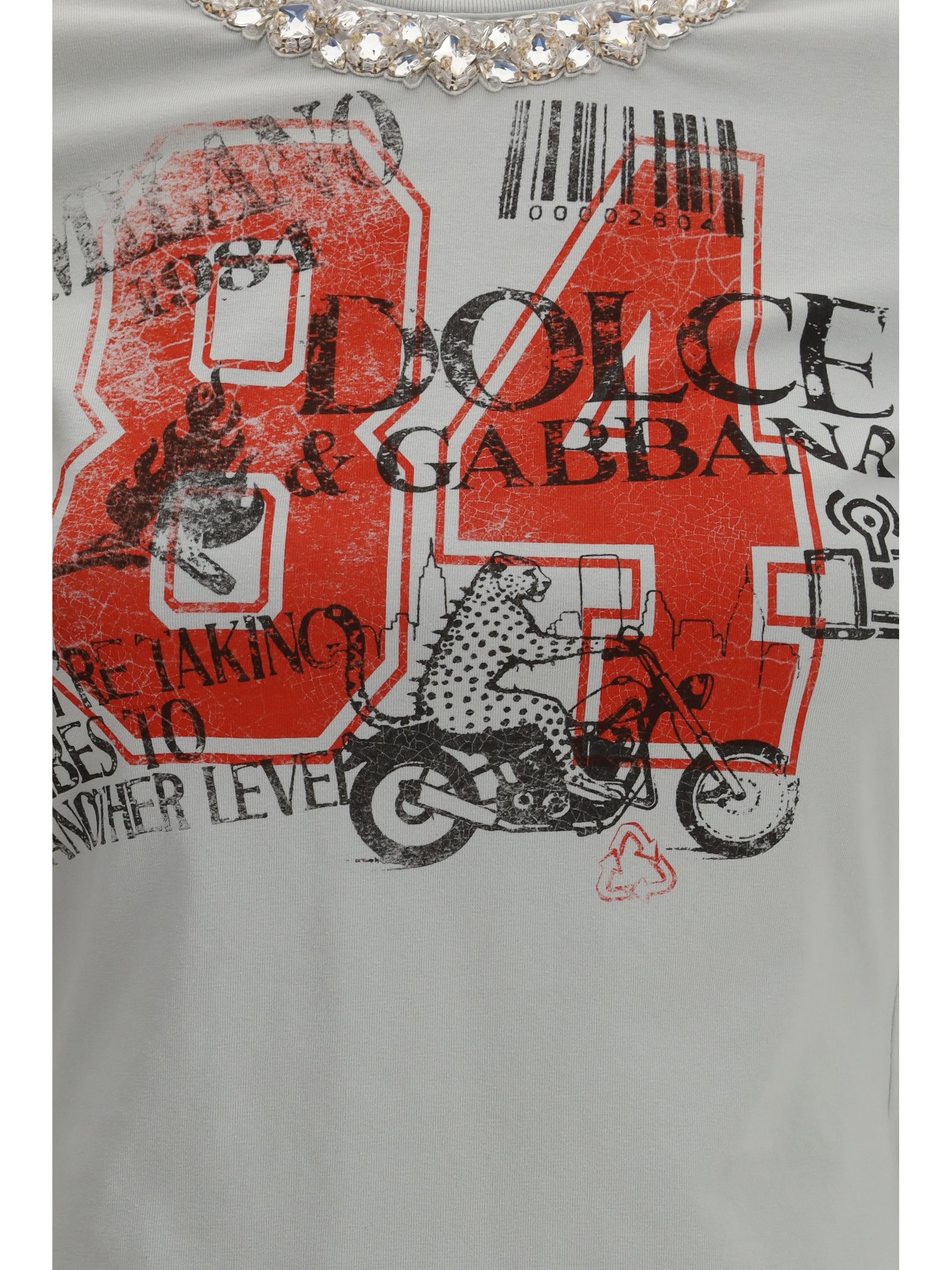 Dolce & Gabbana Women Jersey T-Shirt With Print And Crystals DOLCE & GABBANA