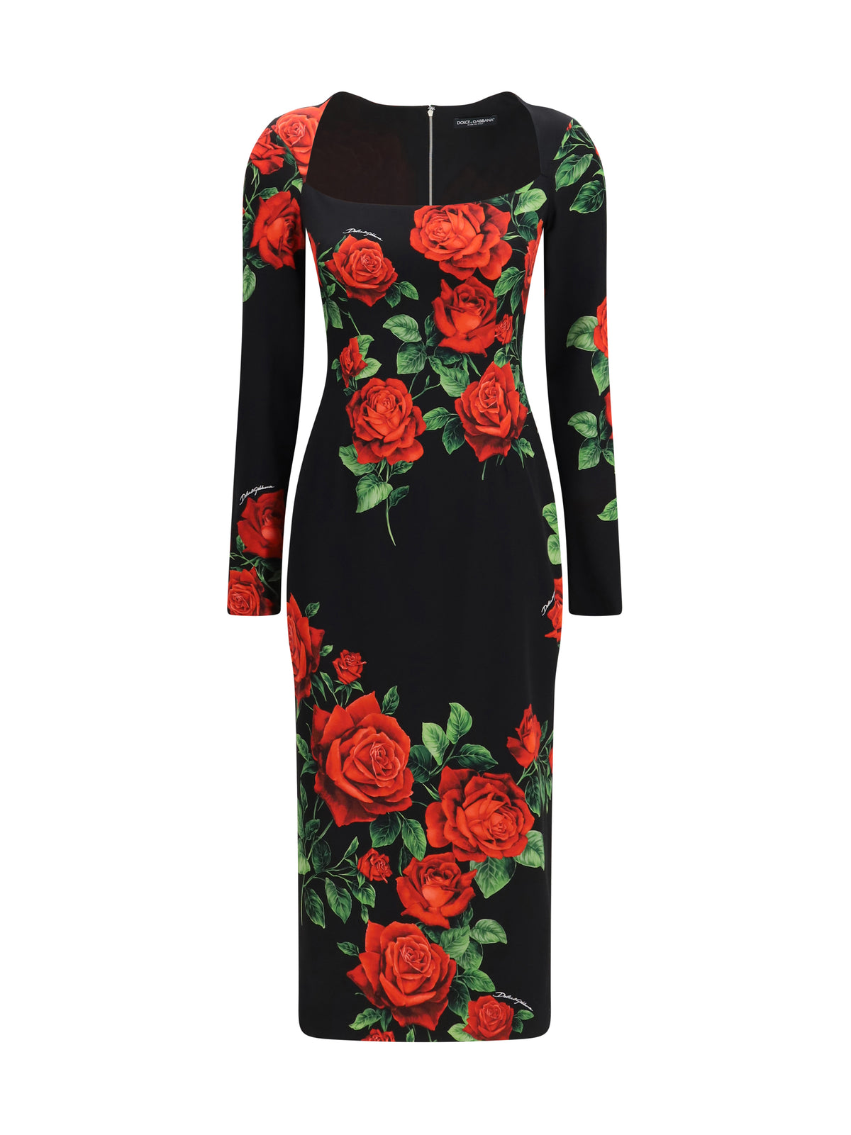 Dolce & Gabbana Women Rose-Print Charmeuse Midi Dress DOLCE & GABBANA