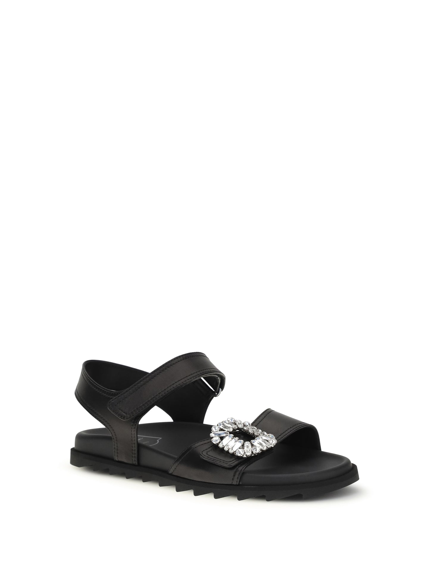 Roger Vivier Women Leather Sandals With Crystal Buckle ROGER VIVIER