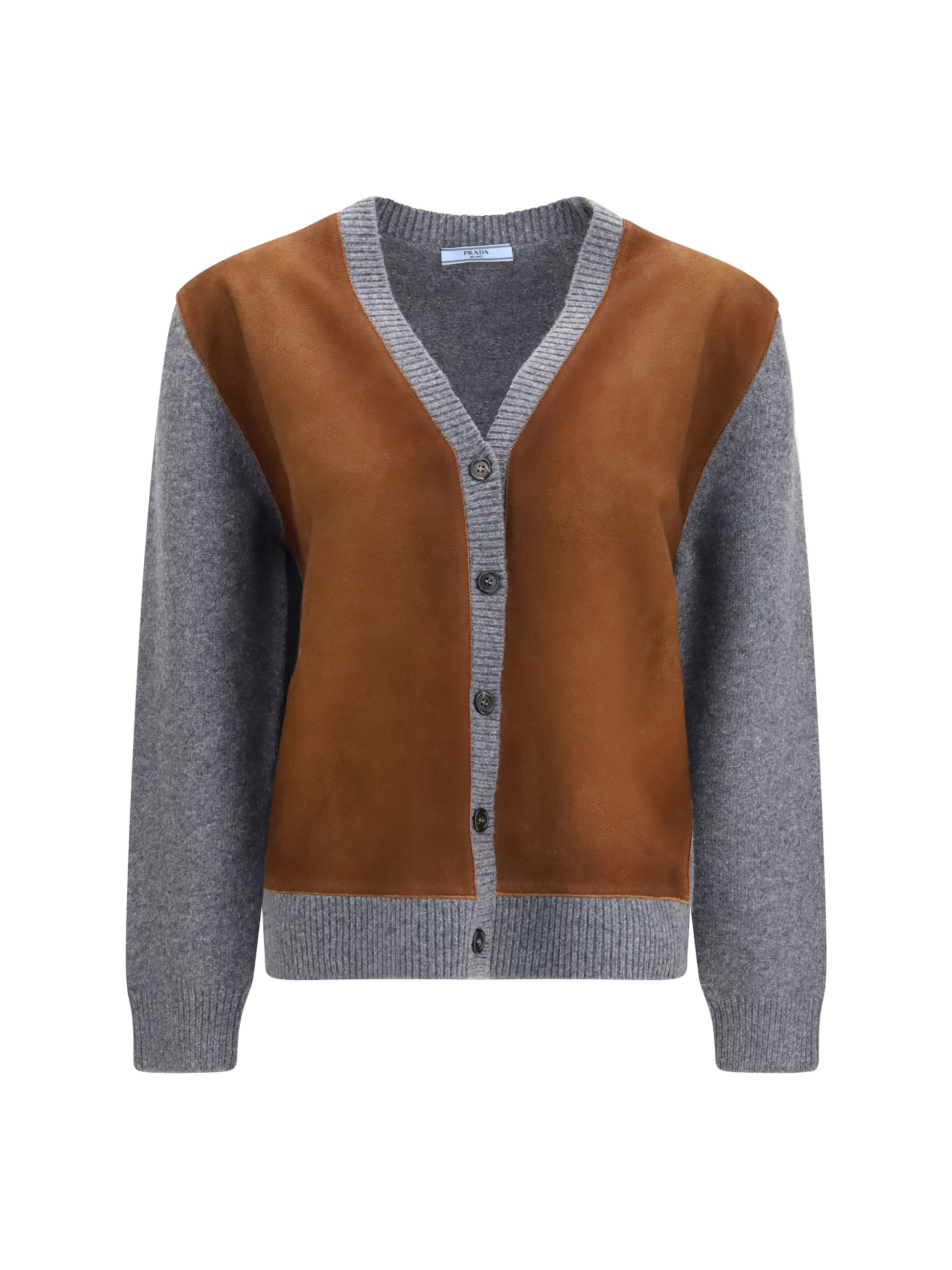 Prada Women Suede And Wool Cardigan PRADA