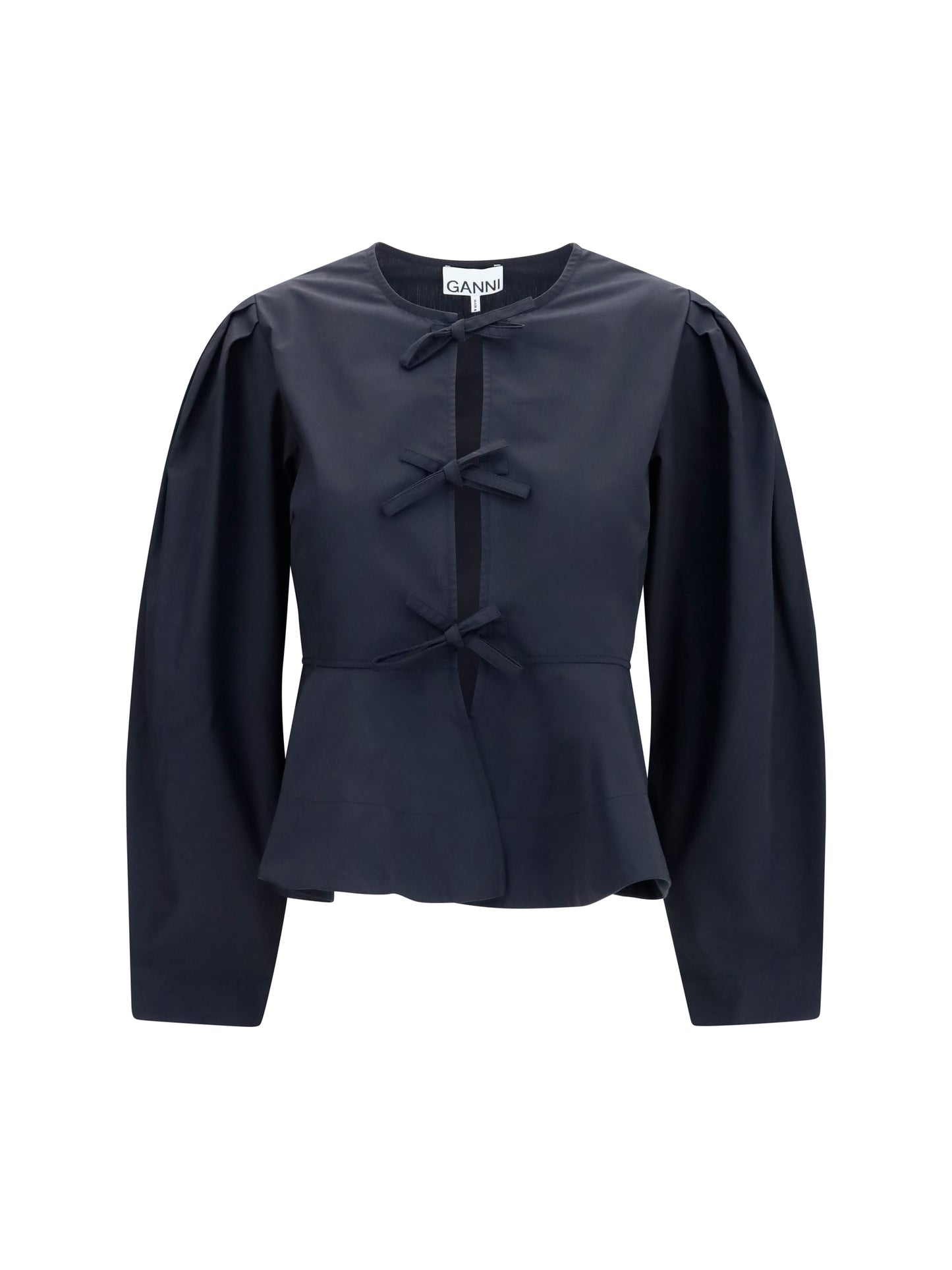 Ganni Women Cotton Poplin Blouse With Bows
