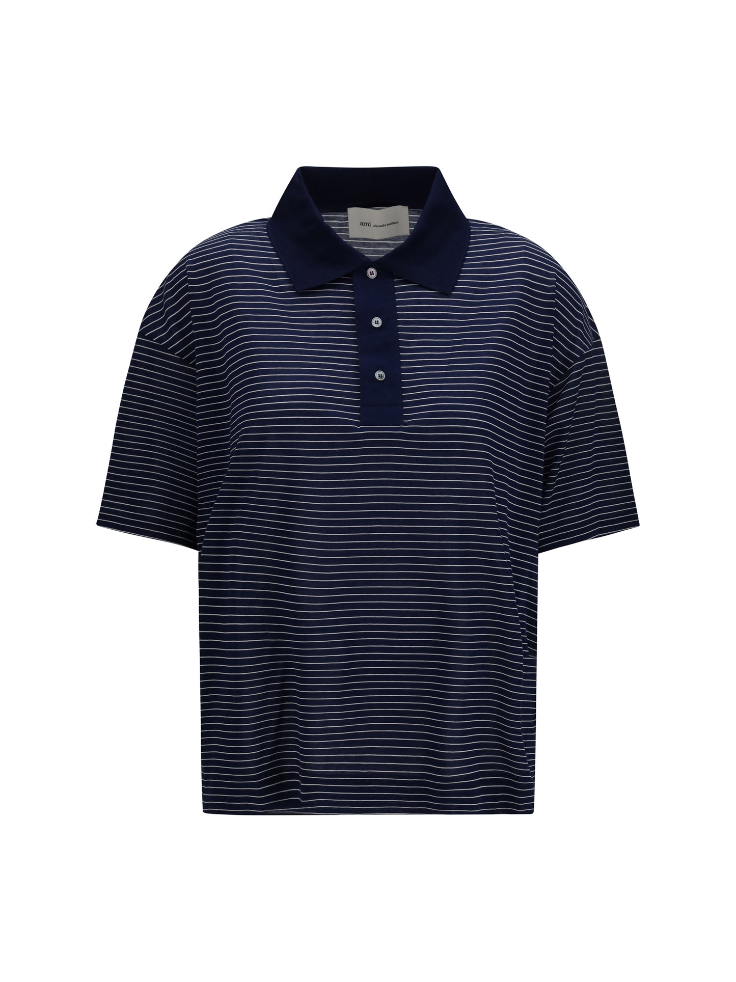 Ami Paris Women Cotton Striped Ami De Coeur Polo AMI PARIS