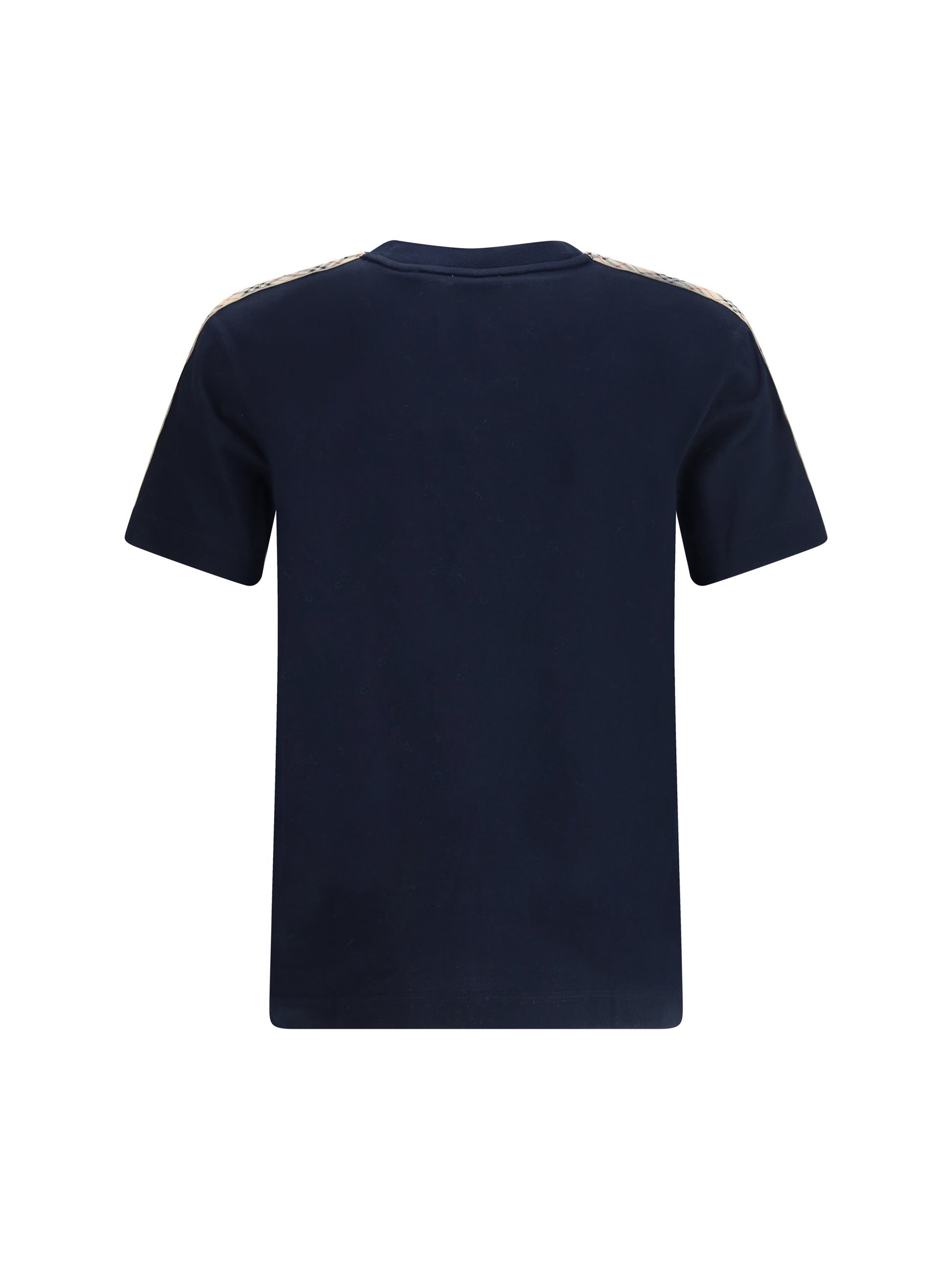 Burberry Men Short-Sleeved T-Shirt With A Single Burberry Check Stripe On Both Shoulders BURBERRY