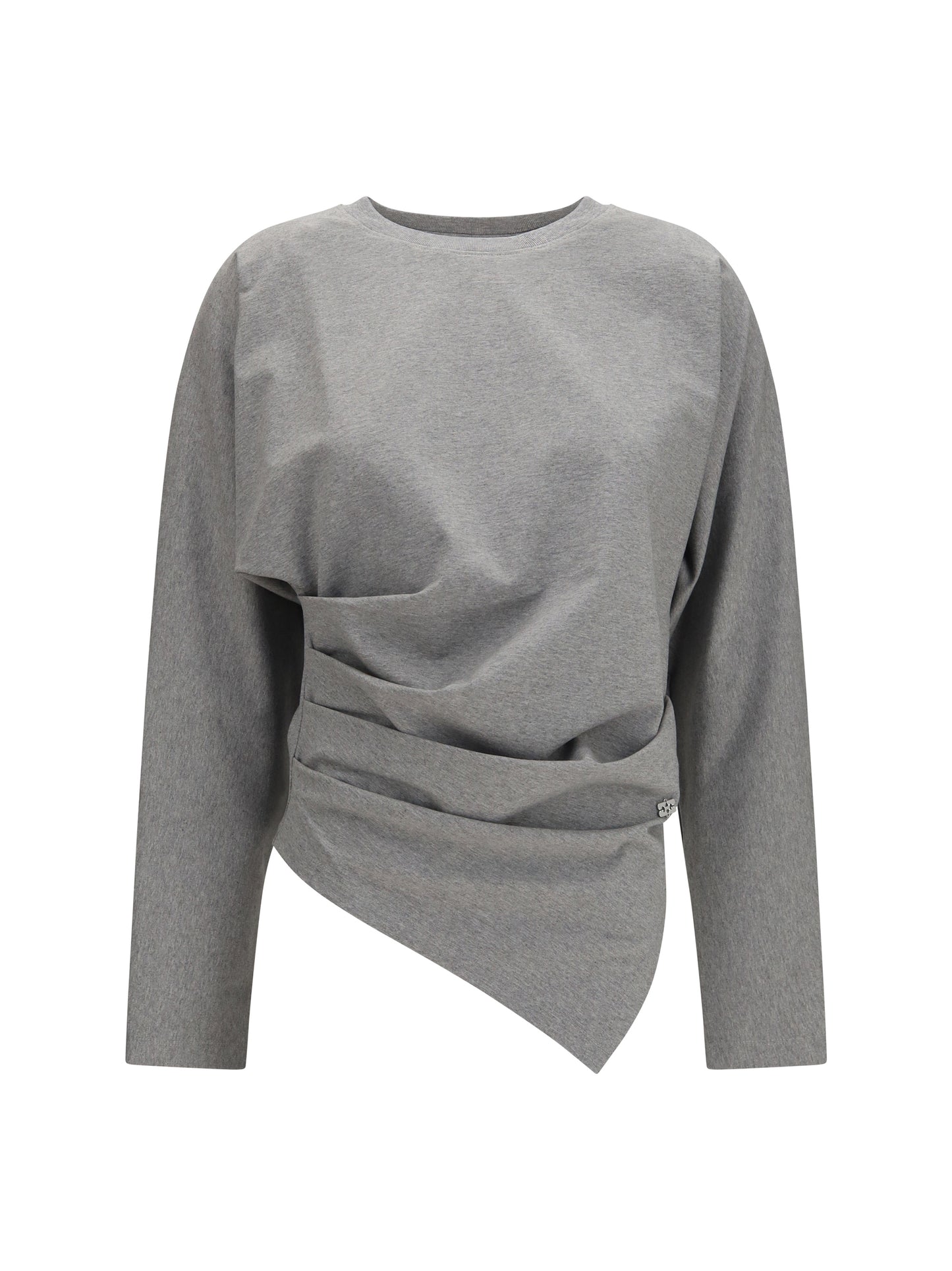 Ganni Women Asymmetric Draped Stretch Cotton Top GANNI