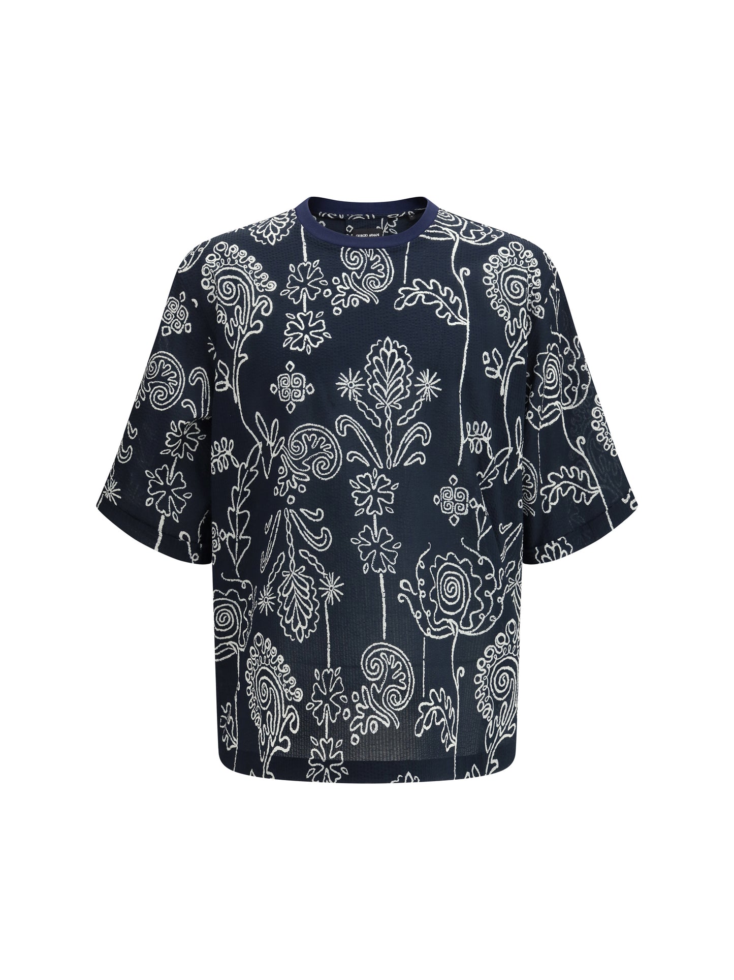 Giorgio Armani Men Cotton T-Shirt With All Over Pattern GIORGIO ARMANI
