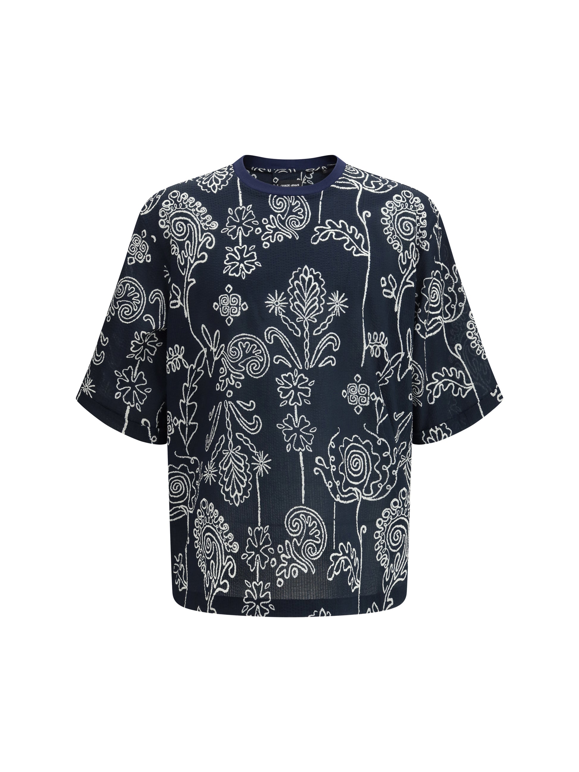 Giorgio Armani Men Cotton T-Shirt With All Over Pattern GIORGIO ARMANI