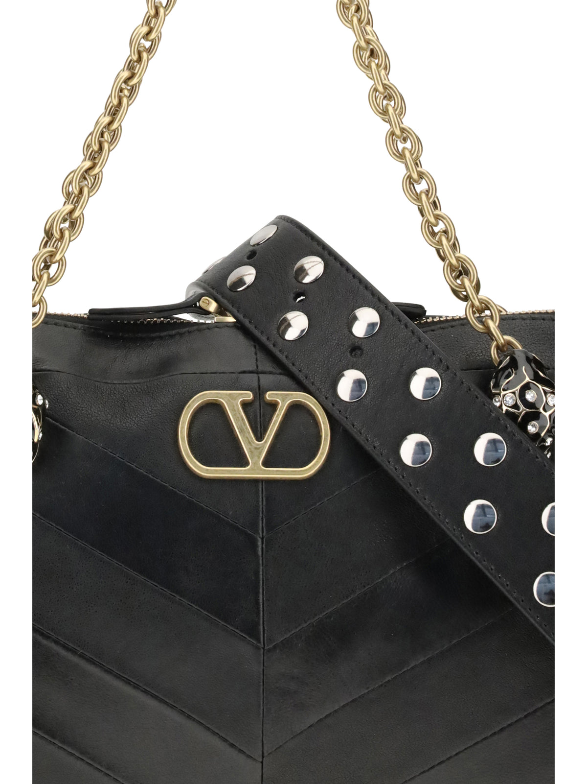 Valentino Garavani Women Medium Panthea Chevron Patchwork Shoulder Bag VALENTINO GARAVANI