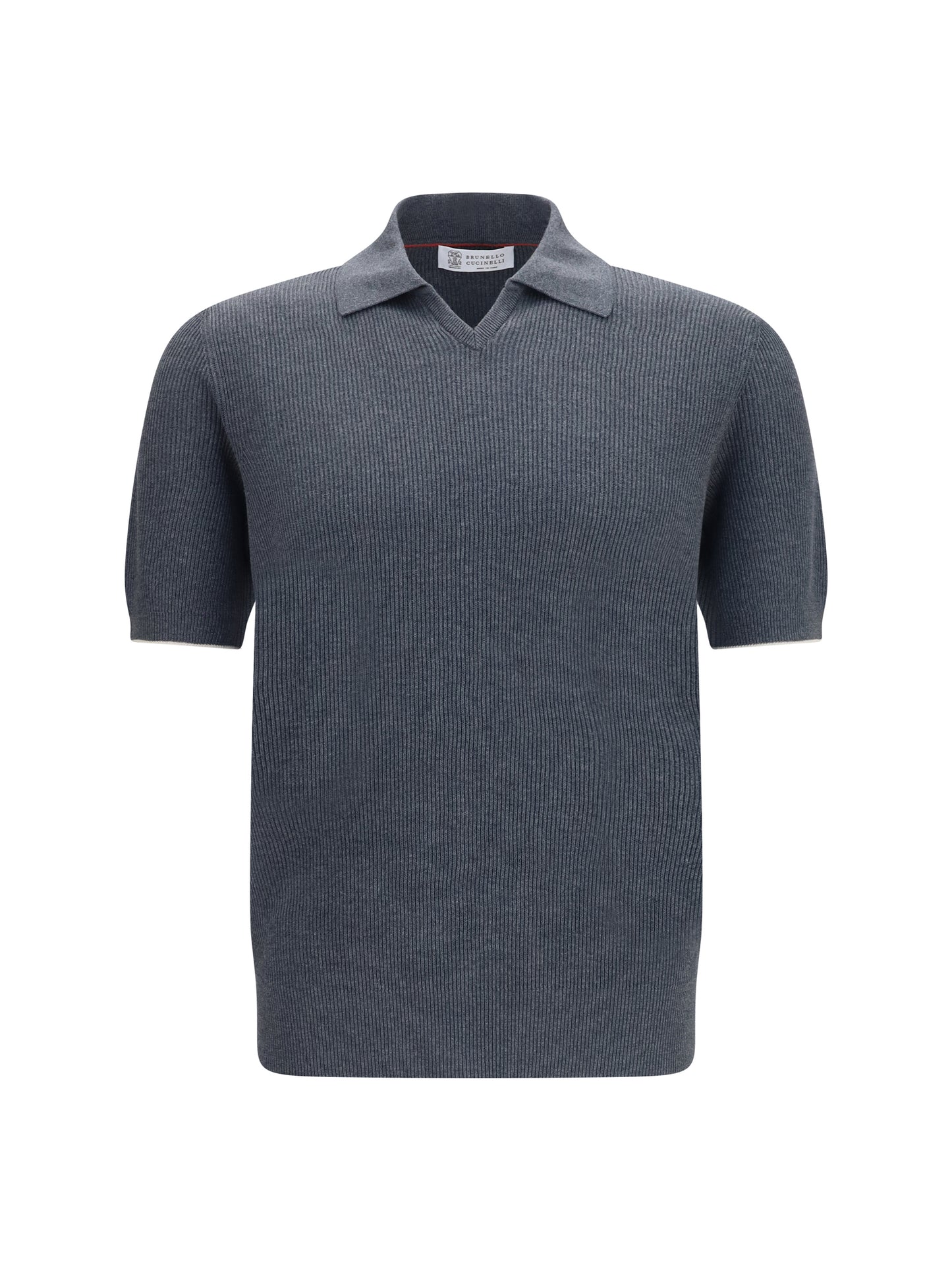 Brunello Cucinelli Men Cotton Ribbed Polo BRUNELLO CUCINELLI