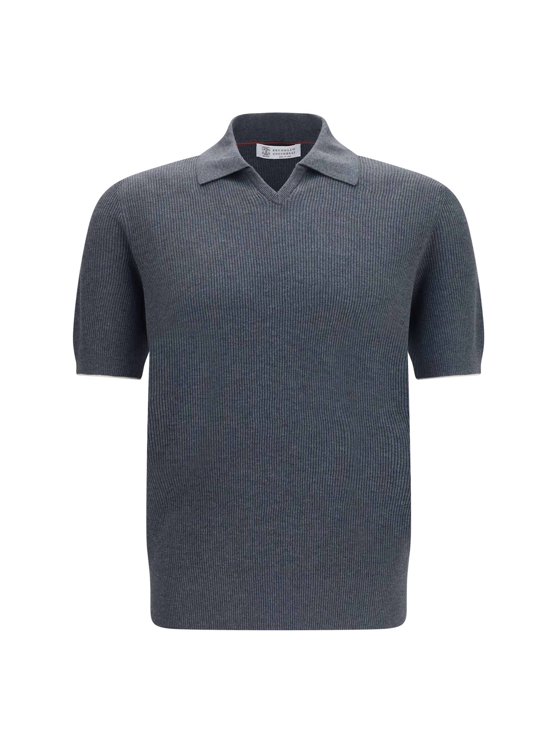 Brunello Cucinelli Men Cotton Ribbed Polo BRUNELLO CUCINELLI