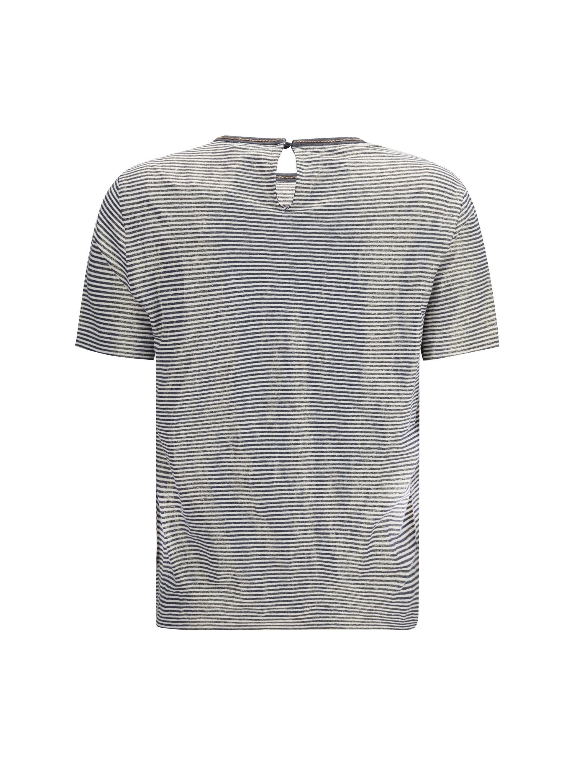 Brunello Cucinelli Women Striped Short-Sleeve Crewneck T-Shirt BRUNELLO CUCINELLI