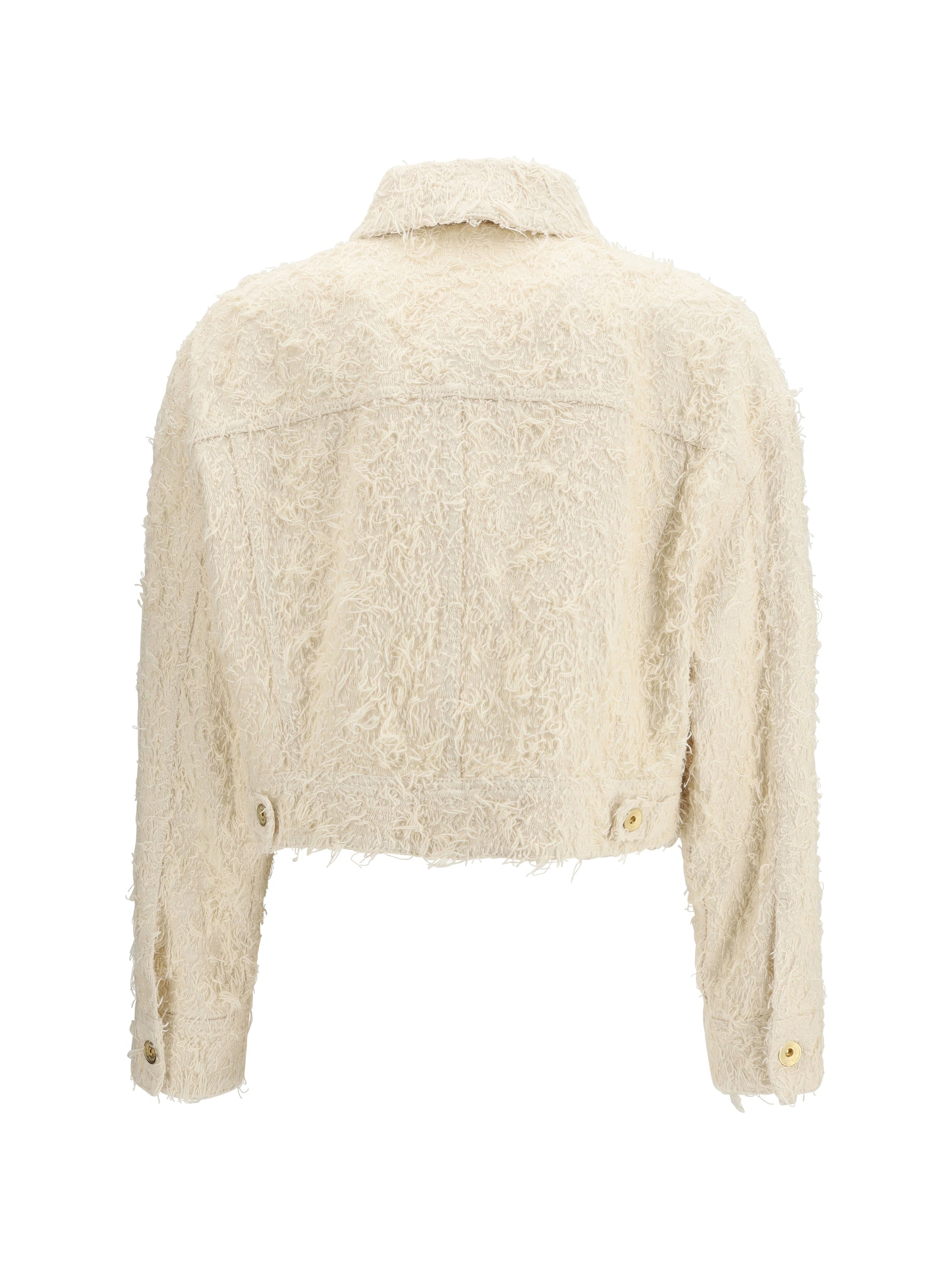 Brunello Cucinelli Women Fuzzy Dyed Denim Outerwear Jacket With Monili BRUNELLO CUCINELLI