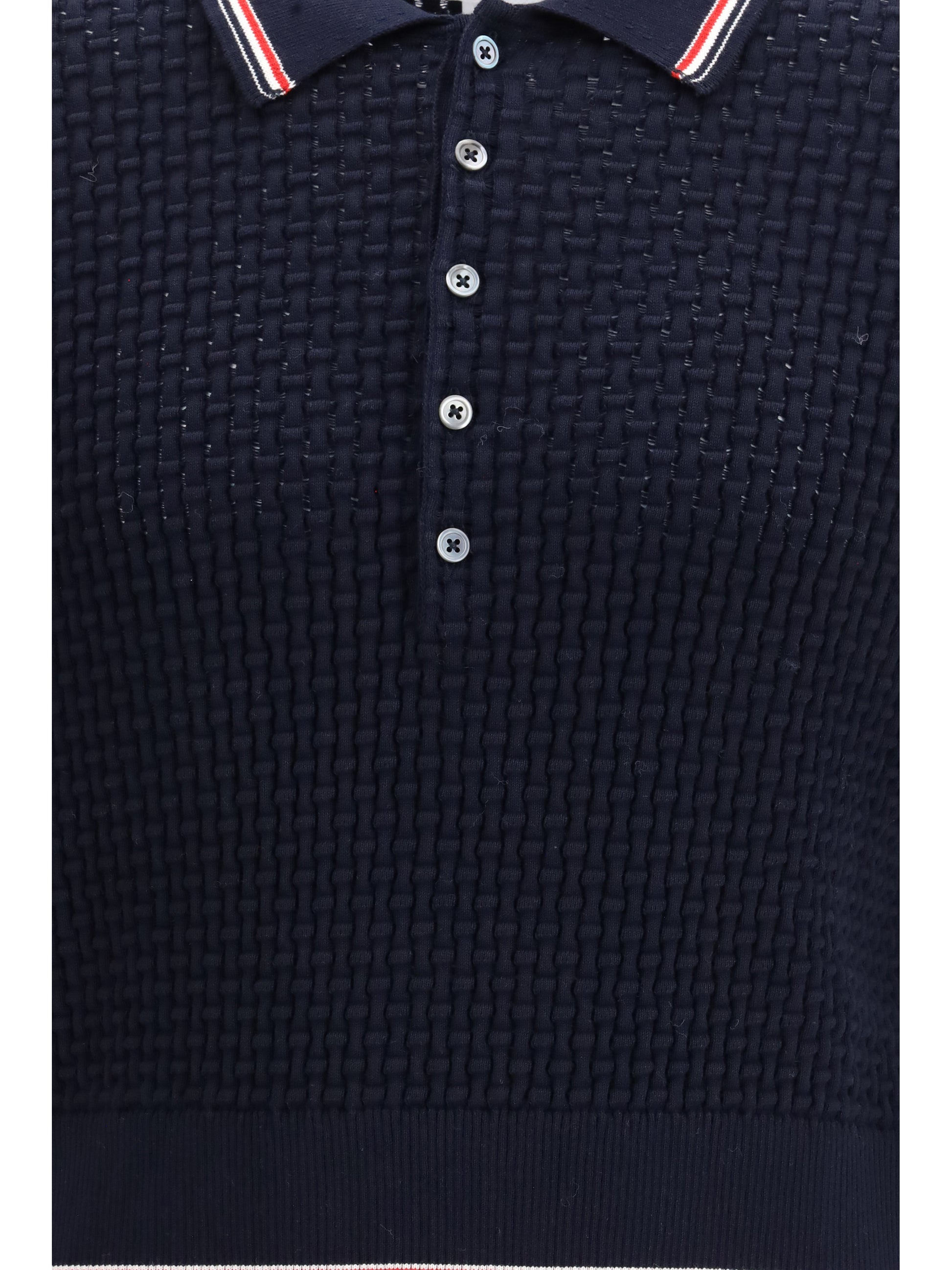 Thom Browne Men Woven Cotton Polo THOM BROWNE