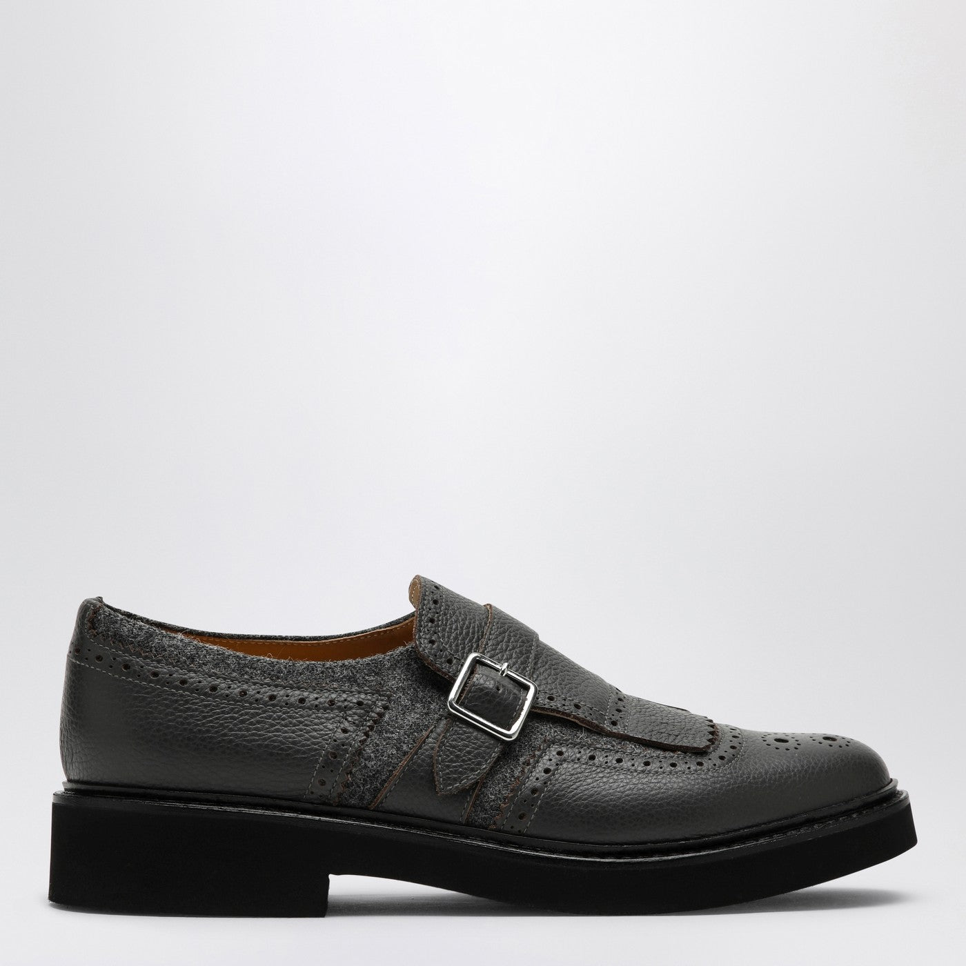 Doucal's Grey Leather Shoes With Buckle And Fringes Women Doucal's