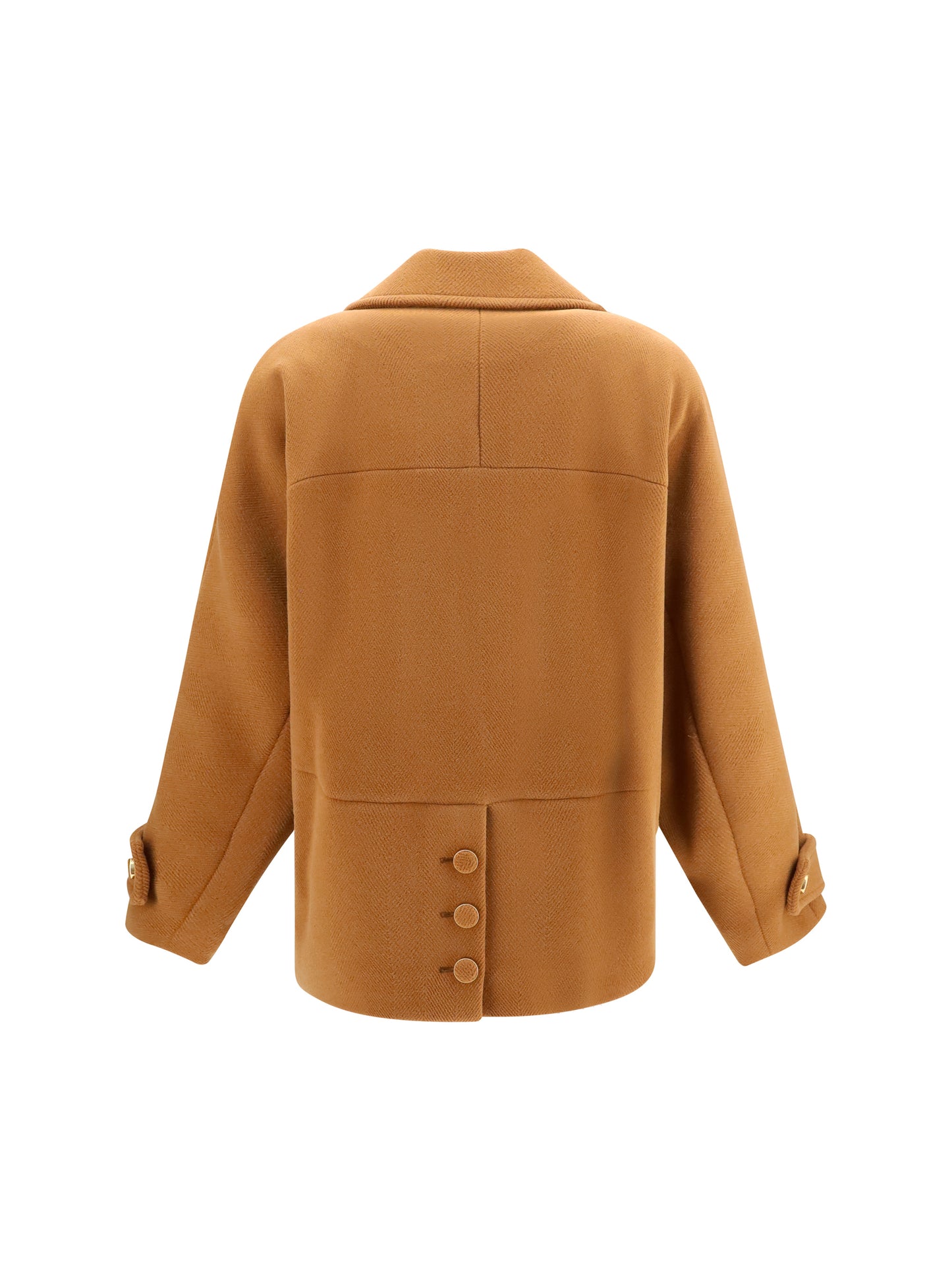 Chloé Women Double-Breasted Herringbone Wool Short Coat CHLOE
