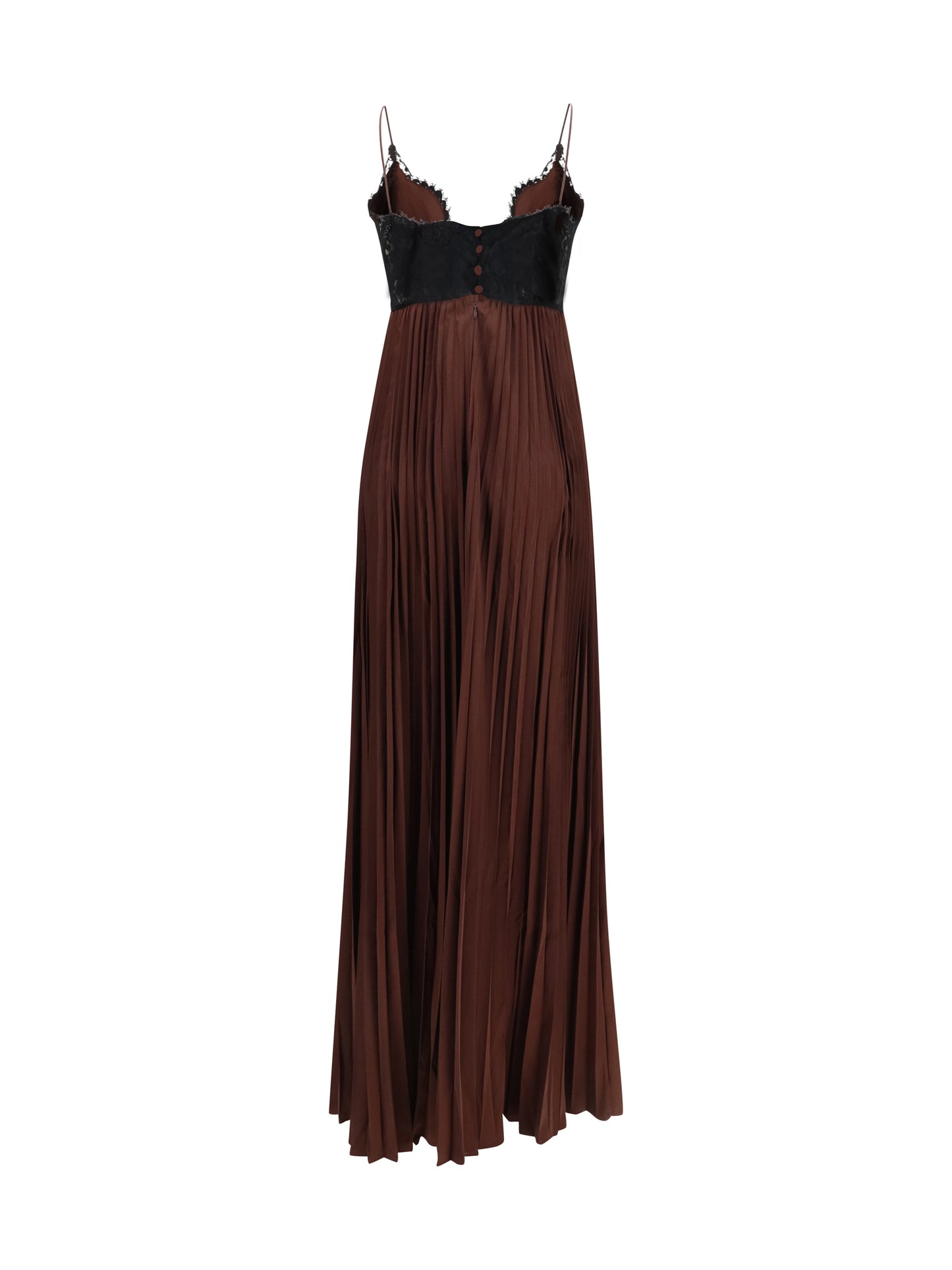 Self-Portrait Women Satin Long Dress With Lace Inserts SELF-PORTRAIT