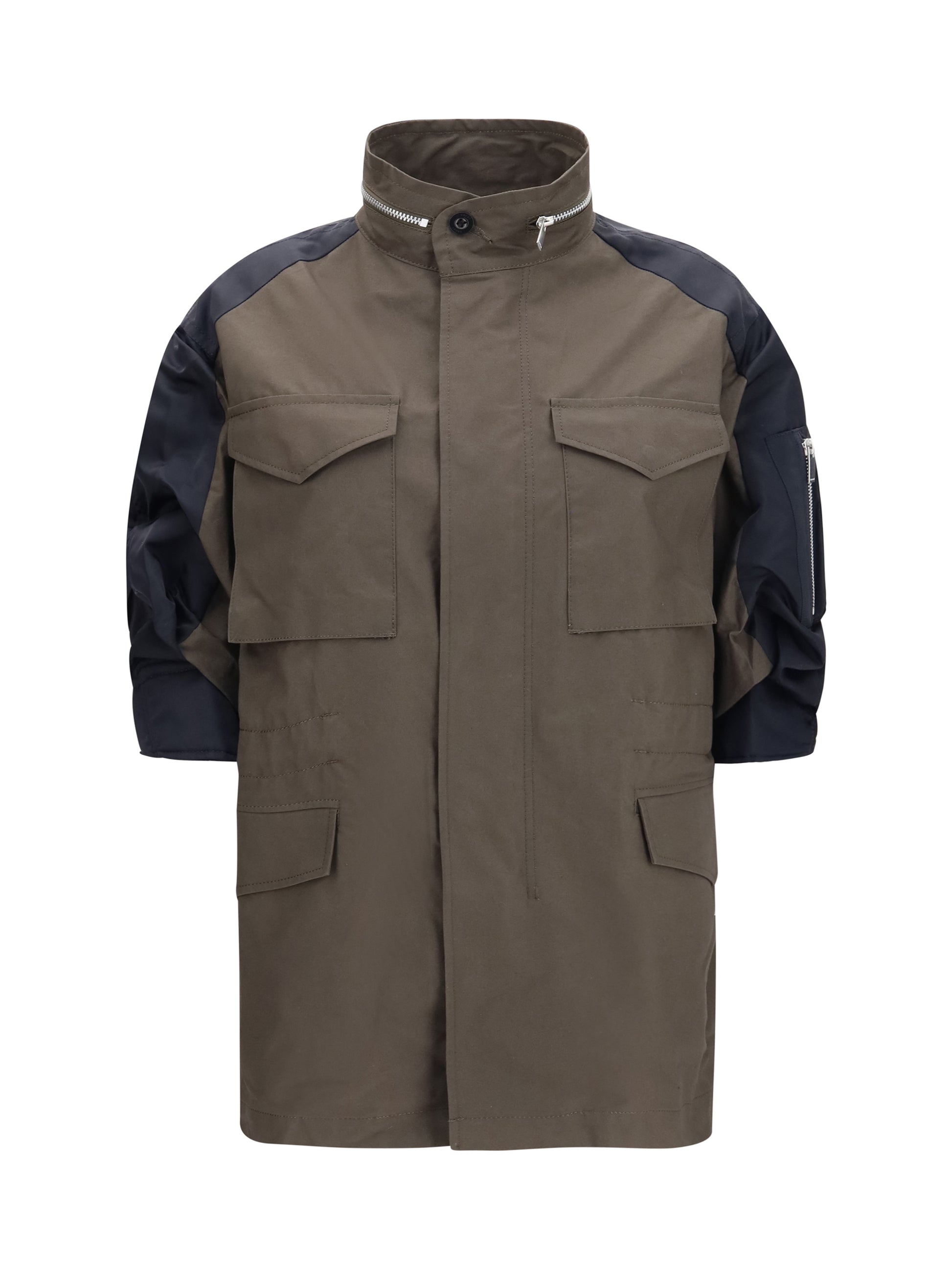 Sacai Women Nylon And Cotton Jacket With Three-Quarter Sleeves SACAI