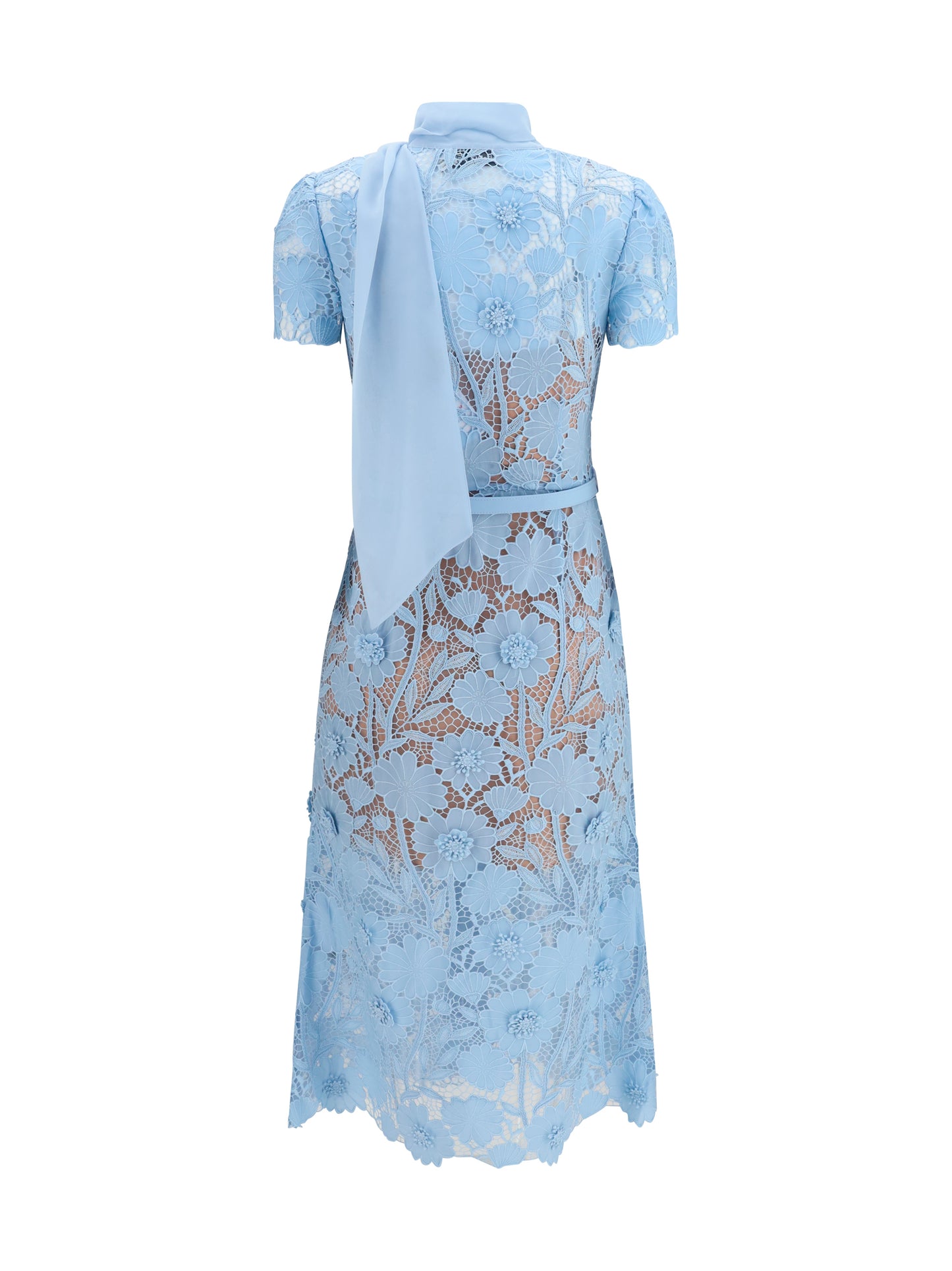 Self-Portrait Women Midi Lace Dress With Bow Collar SELF-PORTRAIT