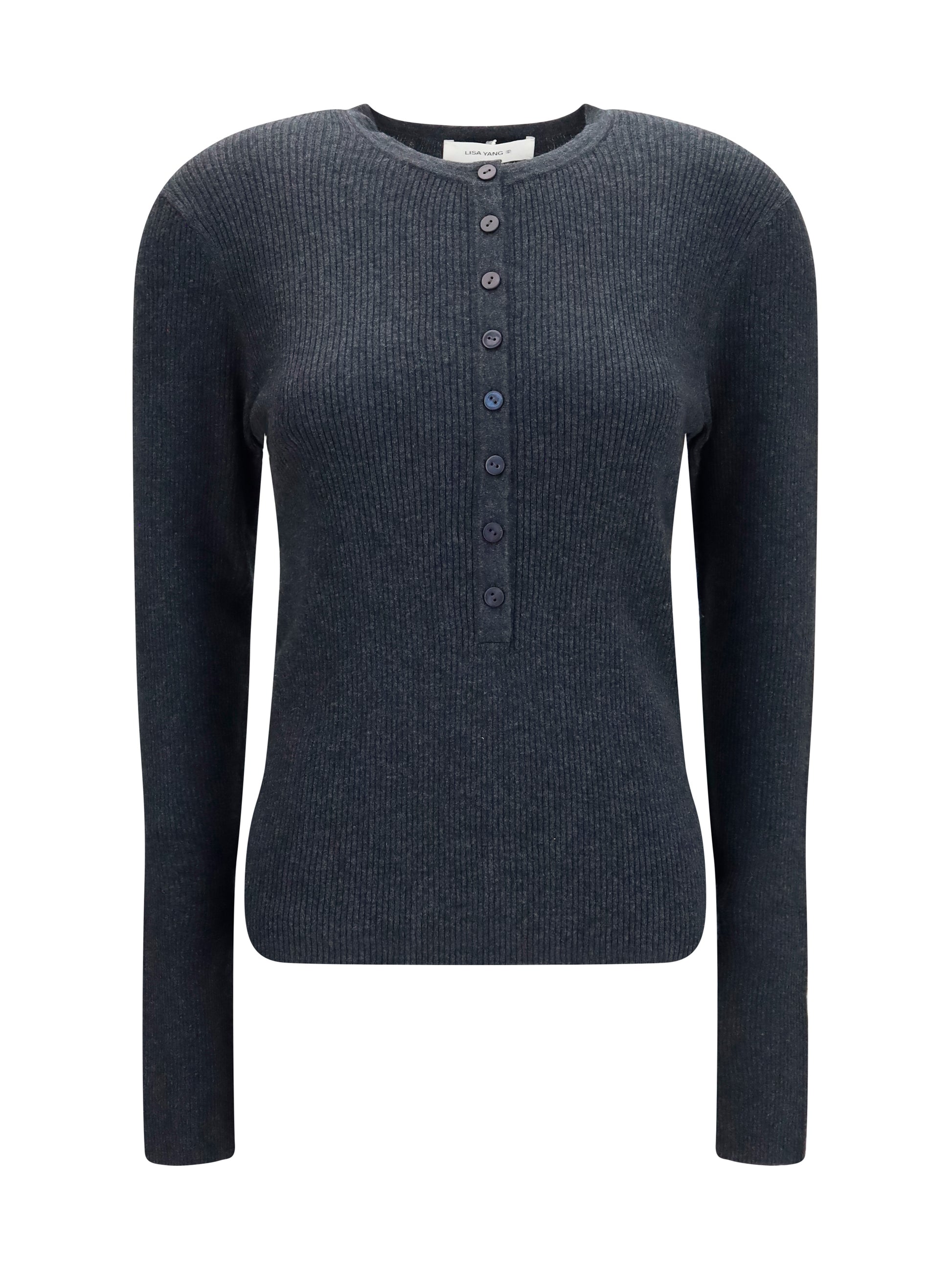 Lisa Yang Women Airi Henley Sweater In Cotton And Cashmere LISA YANG
