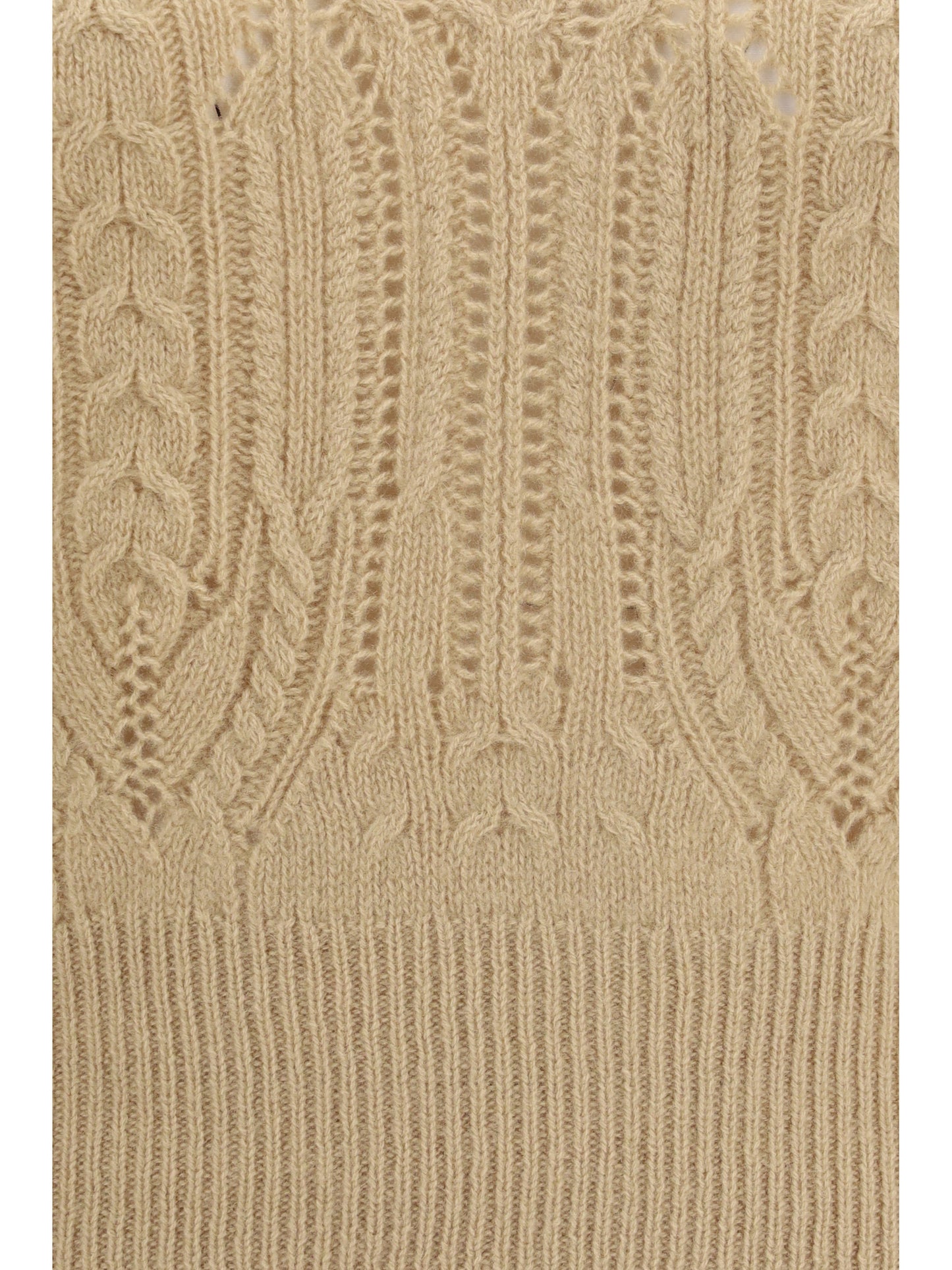 Ermanno Scervino Women Long Sleeve Cable Knit And Openwork Cashmere Sweater ERMANO SCERVINO