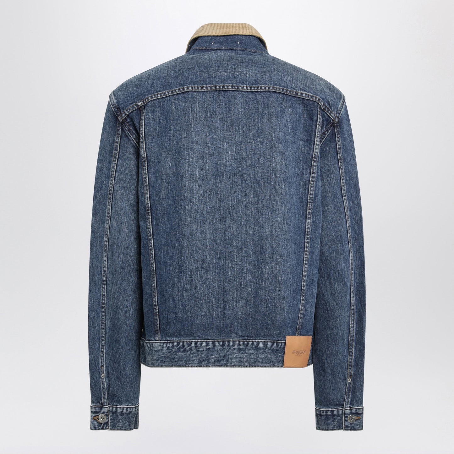 Jw Anderson Blue Denim Jacket With Ribbed Collar Men J.W. ANDERSON