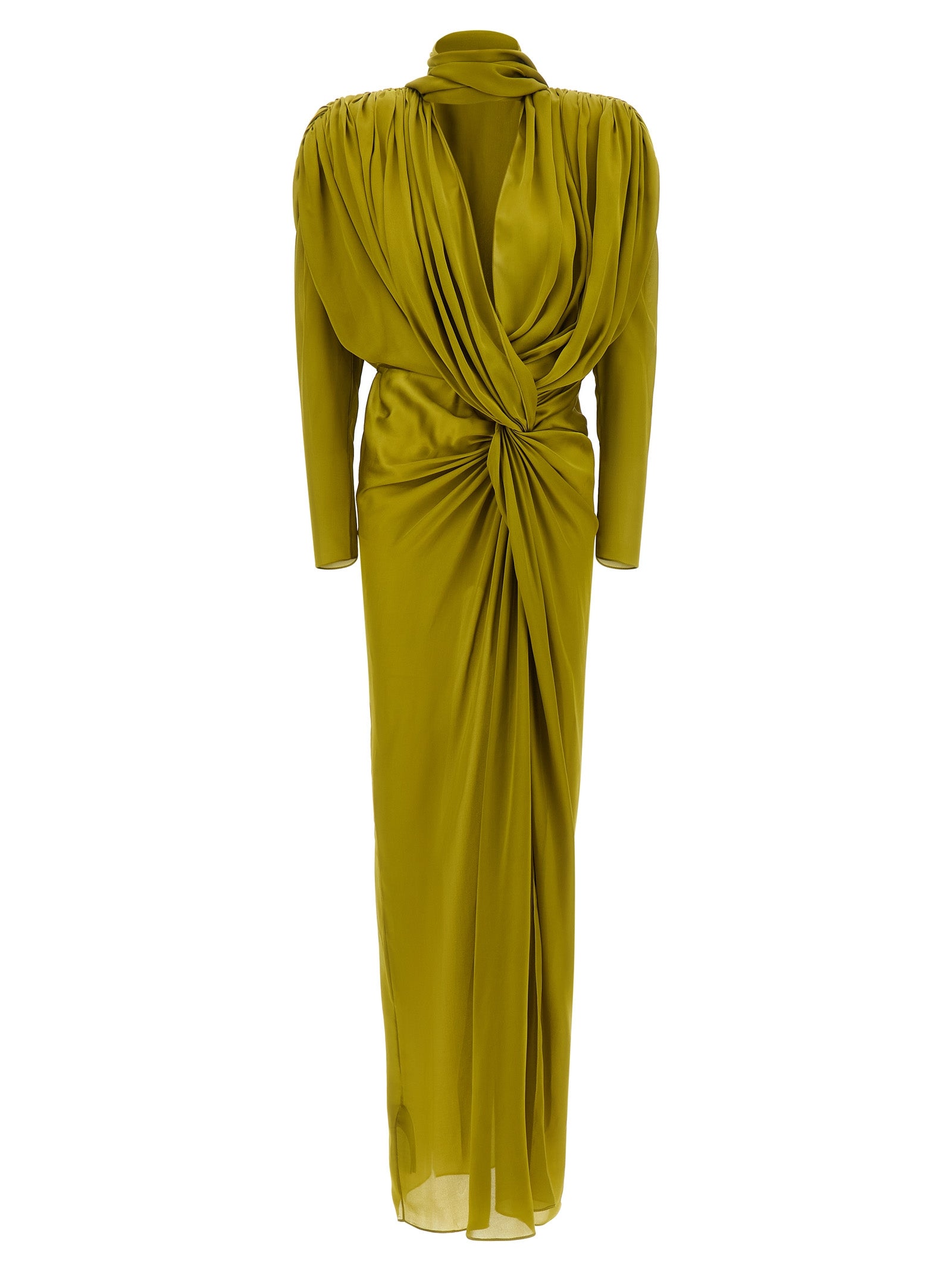 Balmain Women Draped Silk Dress With Knot BALMAIN
