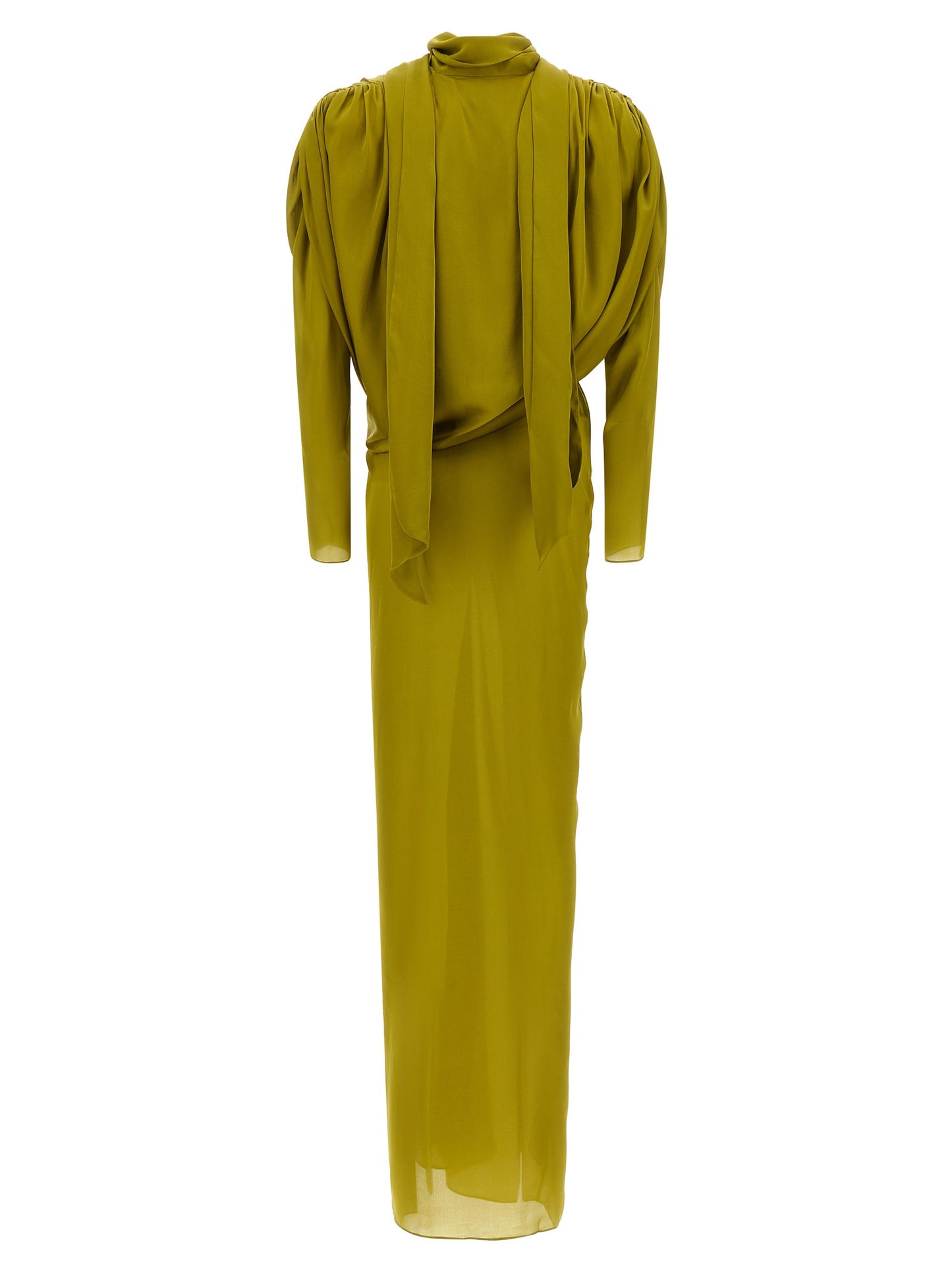 Balmain Women Draped Silk Dress With Knot BALMAIN