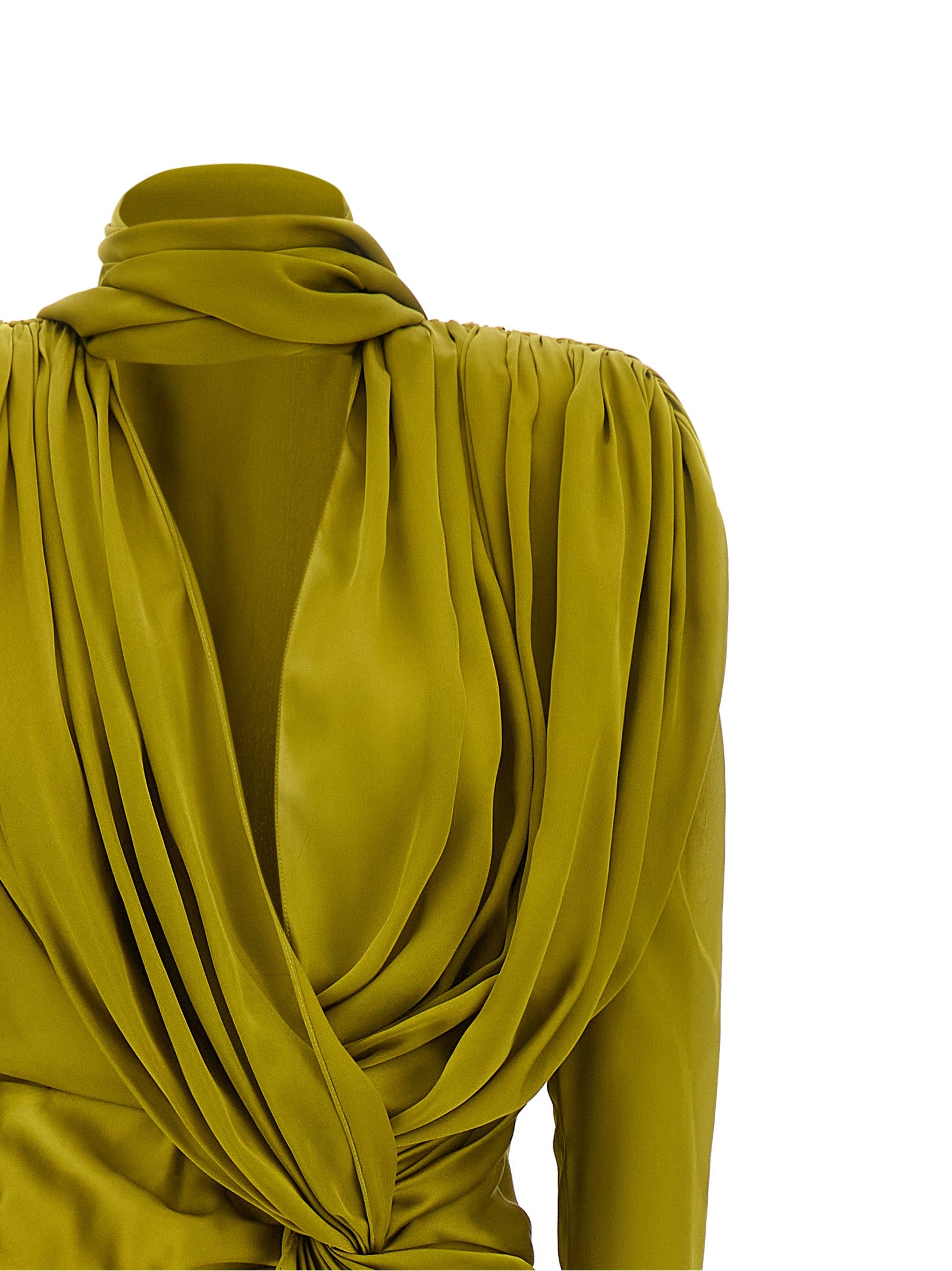 Balmain Women Draped Silk Dress With Knot BALMAIN