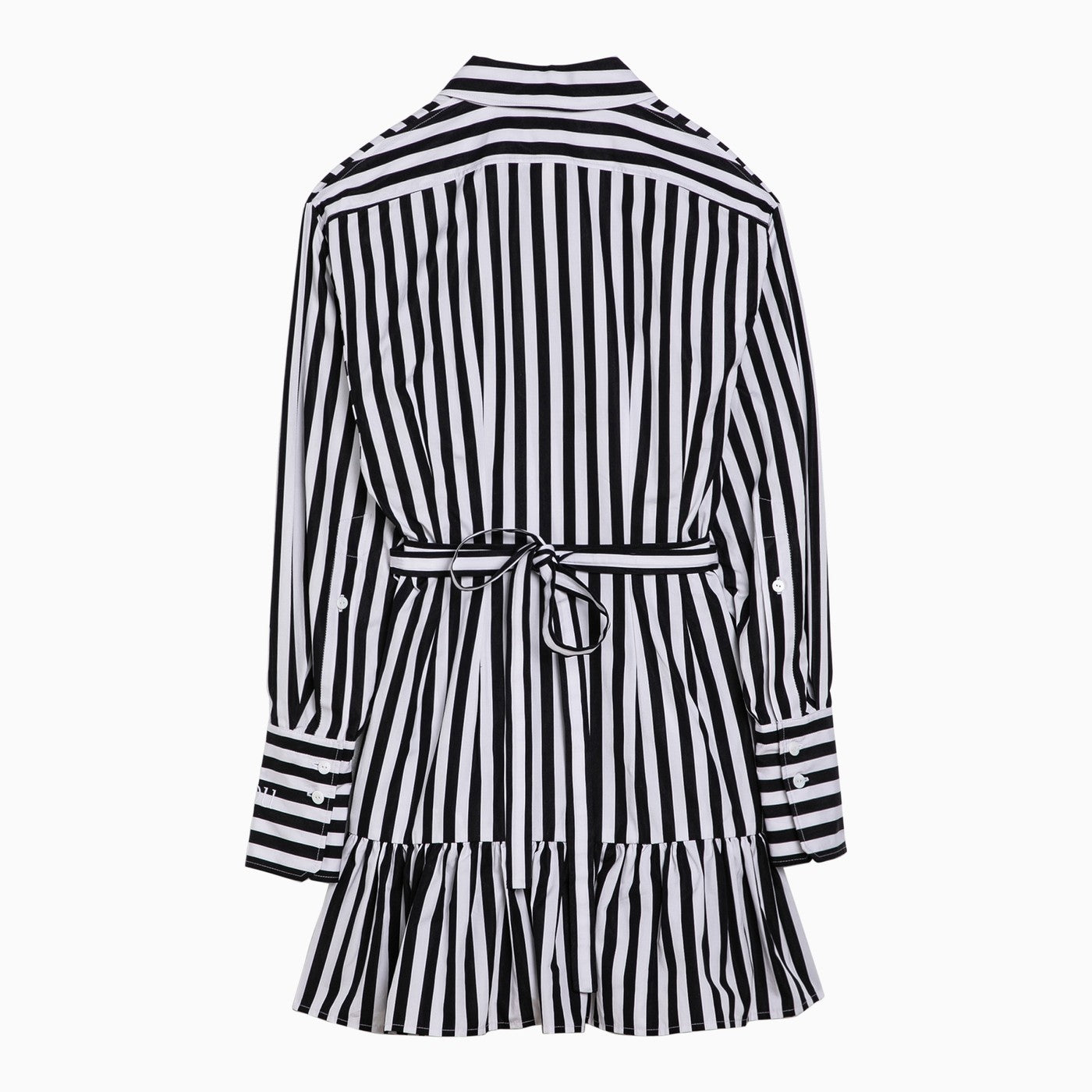 Patou Black/White Striped Cotton Mini Chemisier Dress Women PATOU