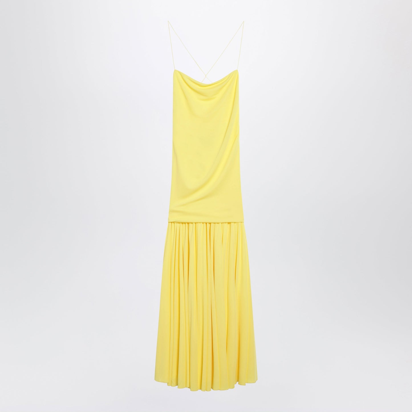 Jacquemus Abiha Pleated Midi Dress With Draping In Yellow Women JACQUEMUS
