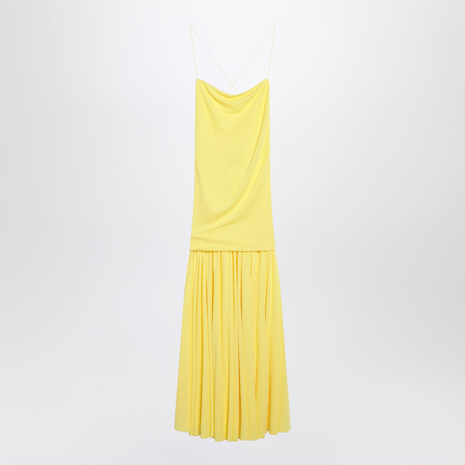 Jacquemus Abiha Pleated Midi Dress With Draping In Yellow Women JACQUEMUS