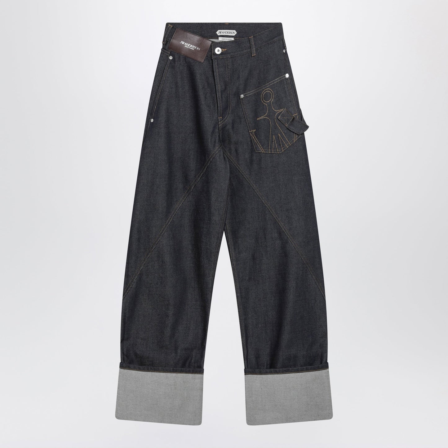Jw Anderson Workwear Jeans In Indigo Denim With Twisted Turn-Up Women J.W. ANDERSON