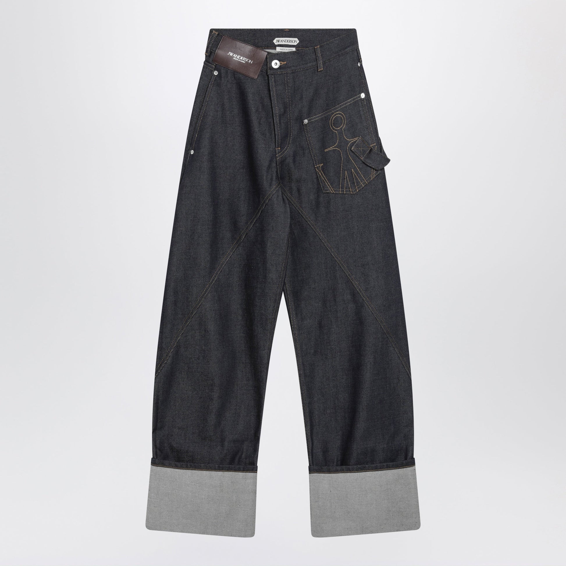 Jw Anderson Workwear Jeans In Indigo Denim With Twisted Turn-Up Women J.W. ANDERSON