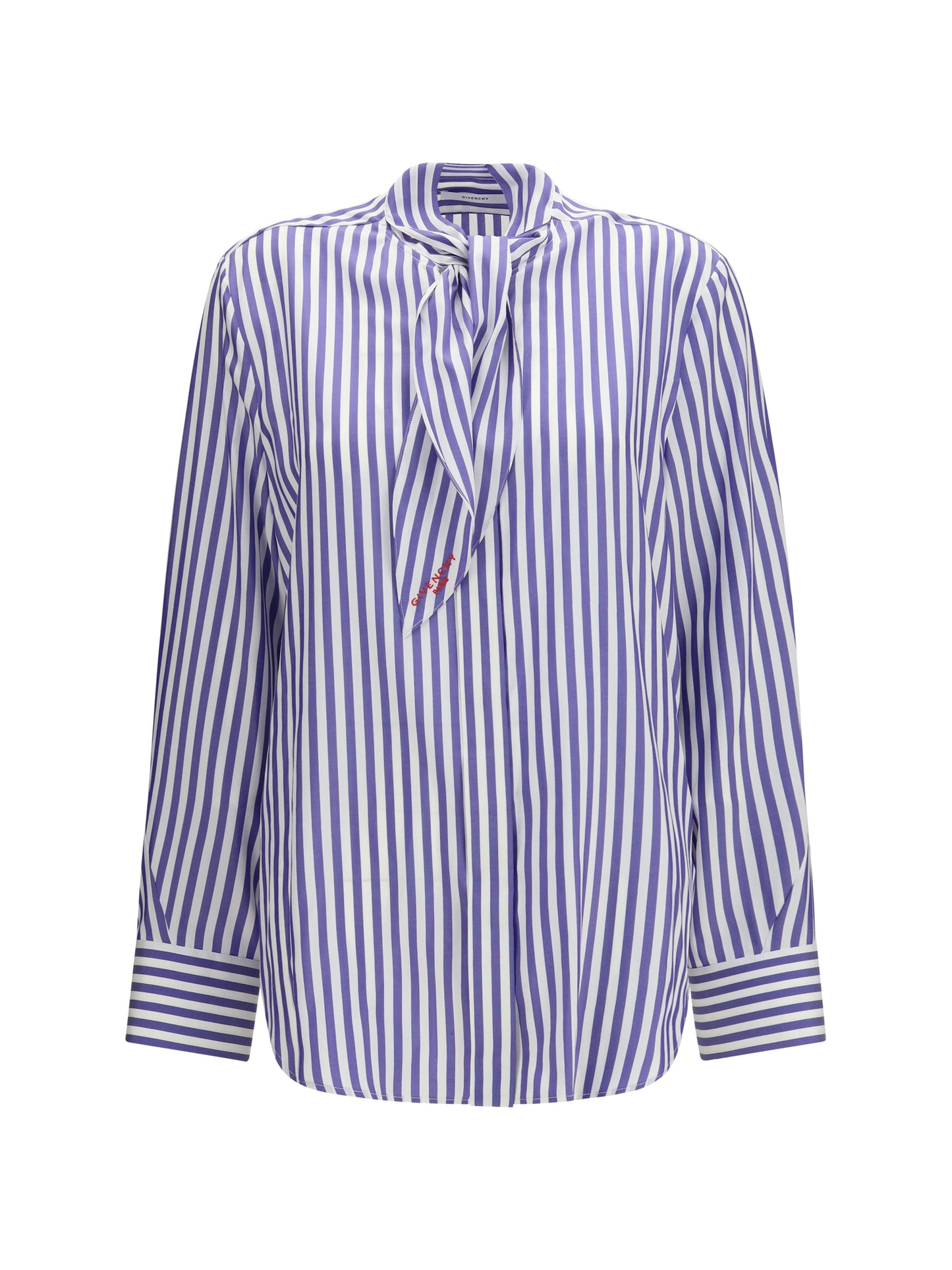 Givenchy Women Silk Striped Cocoon Shirt With Bow GIVENCHY