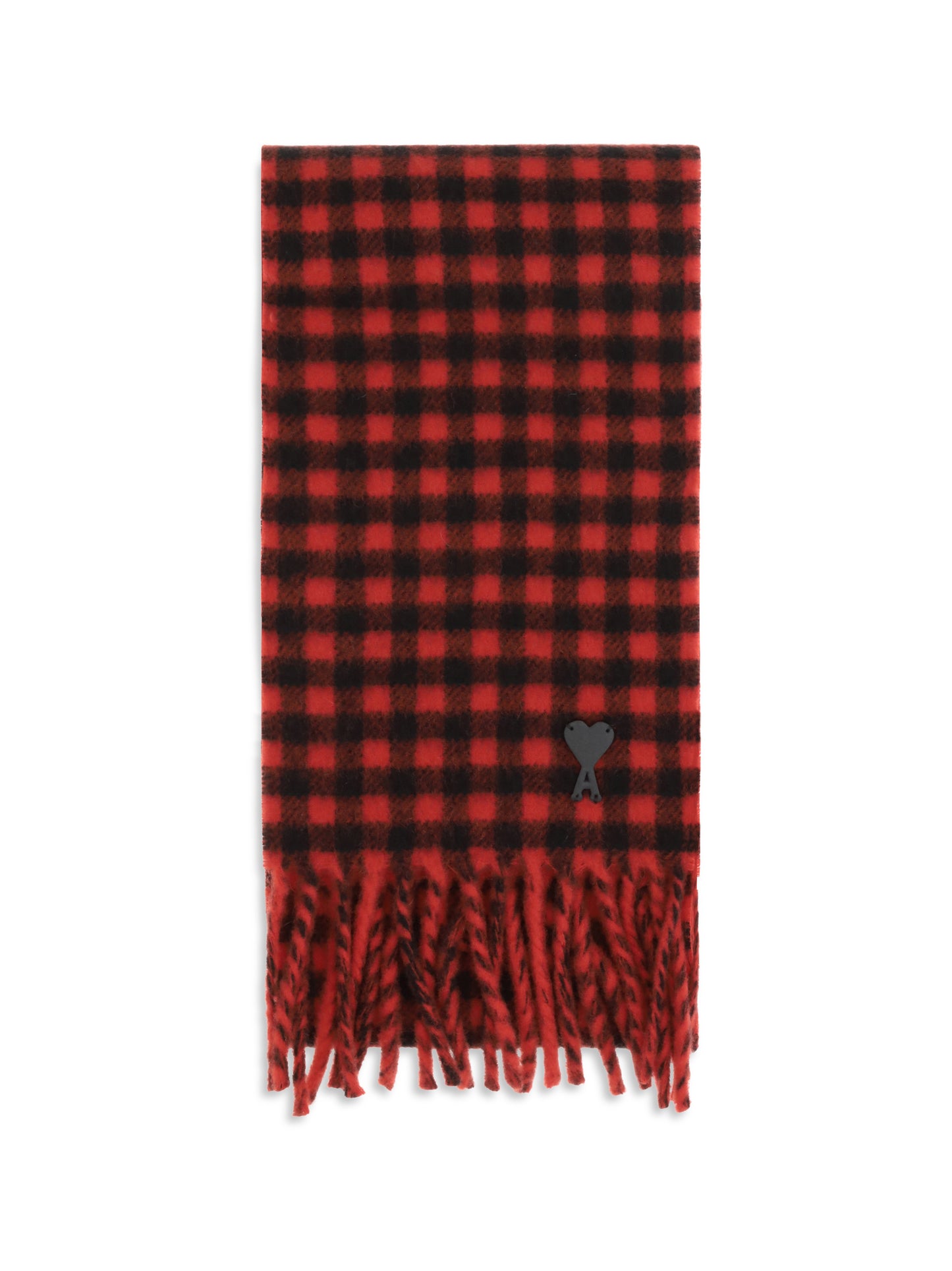 Ami Paris Men Ami De Coeur Checked Wool Scarf AMI PARIS