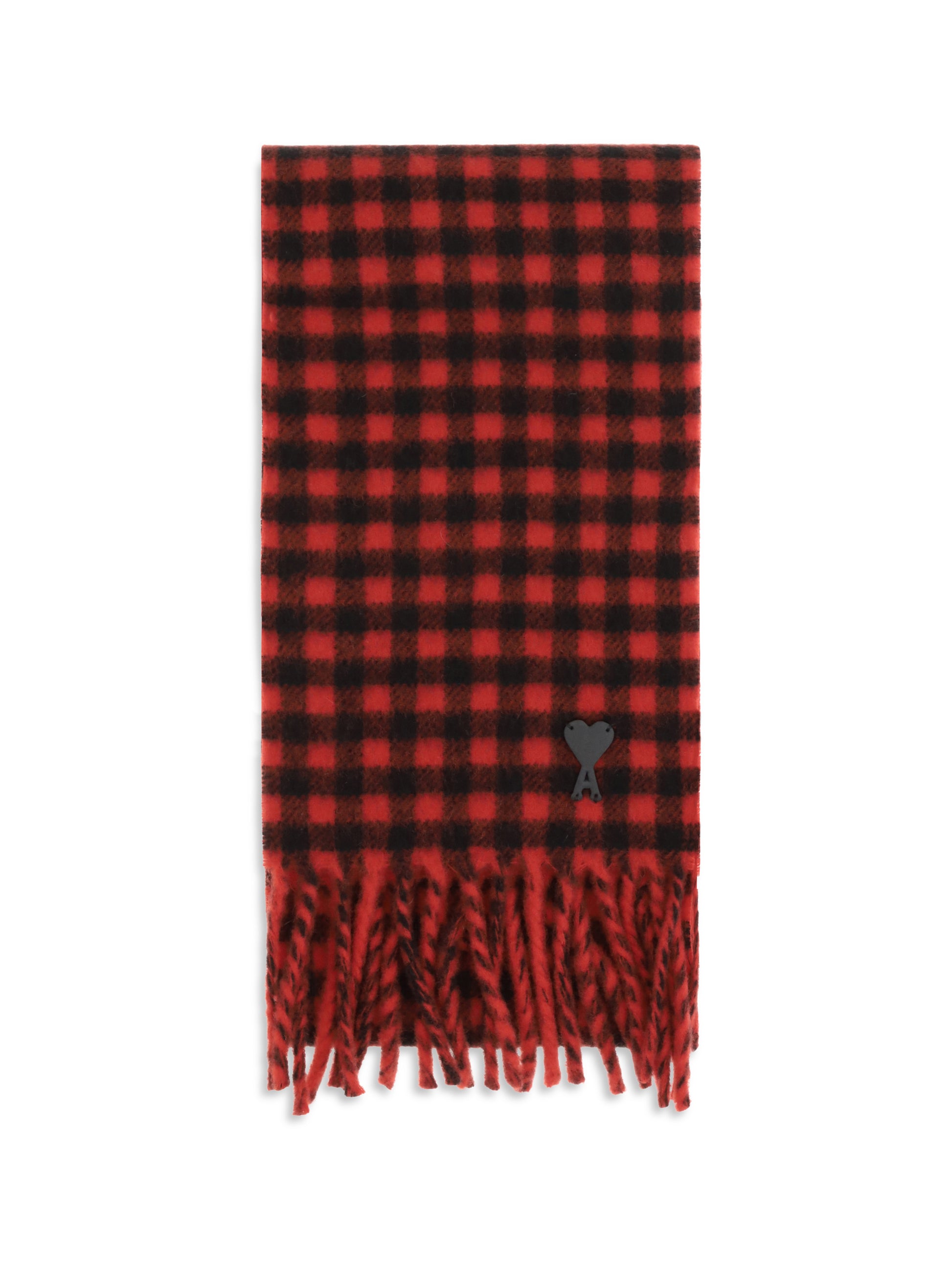 Ami Paris Men Ami De Coeur Checked Wool Scarf AMI PARIS