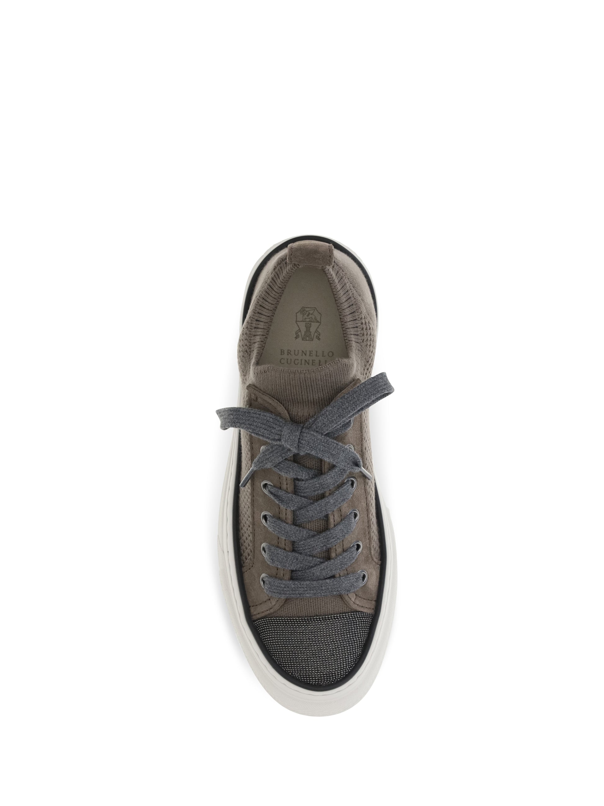 Brunello Cucinelli Women Cotton Knit And Suede Sneakers BRUNELLO CUCINELLI