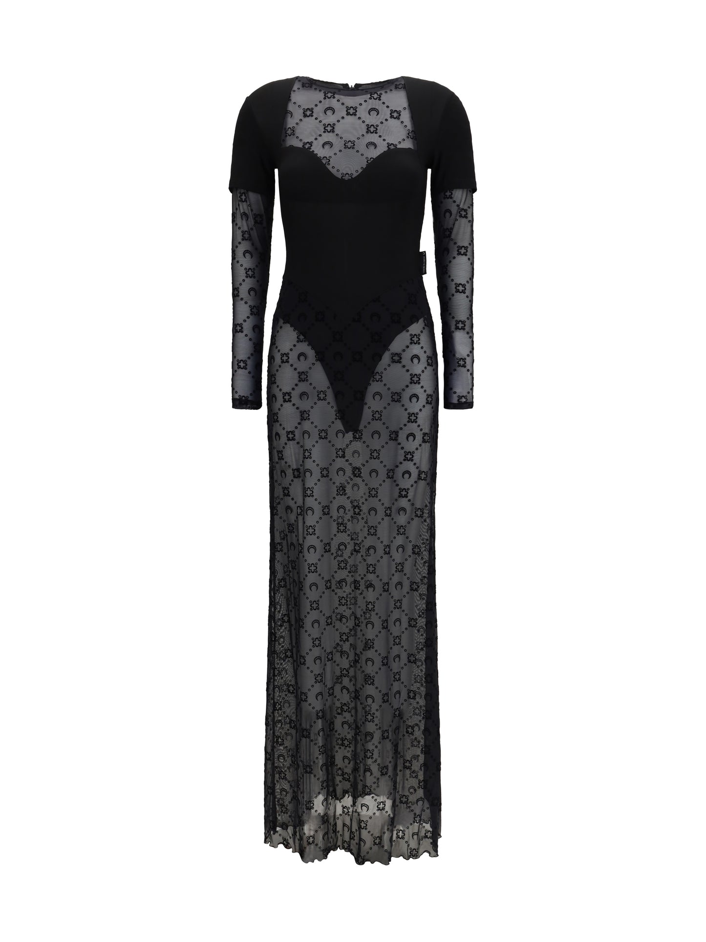 Marine Serre Women Layered Long Dress In Jersey And Mesh MARINE SERRE