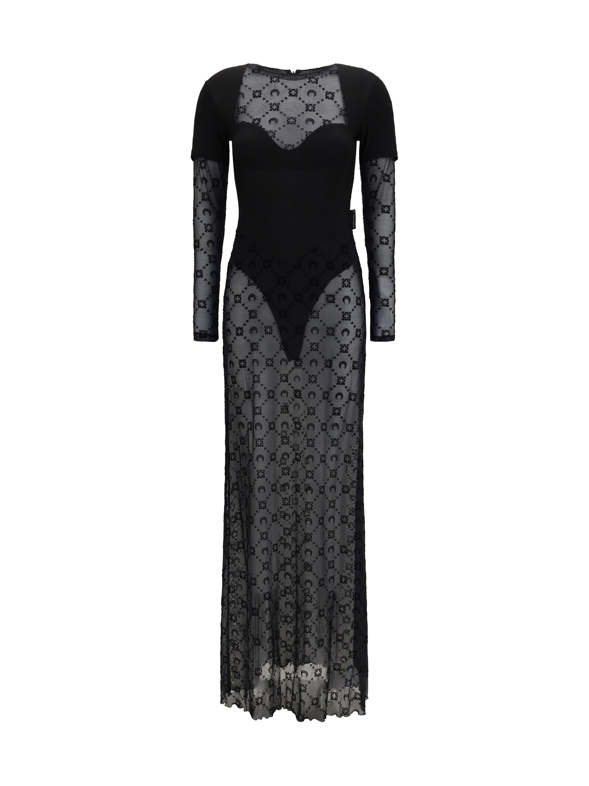 Marine Serre Women Layered Long Dress In Jersey And Mesh MARINE SERRE