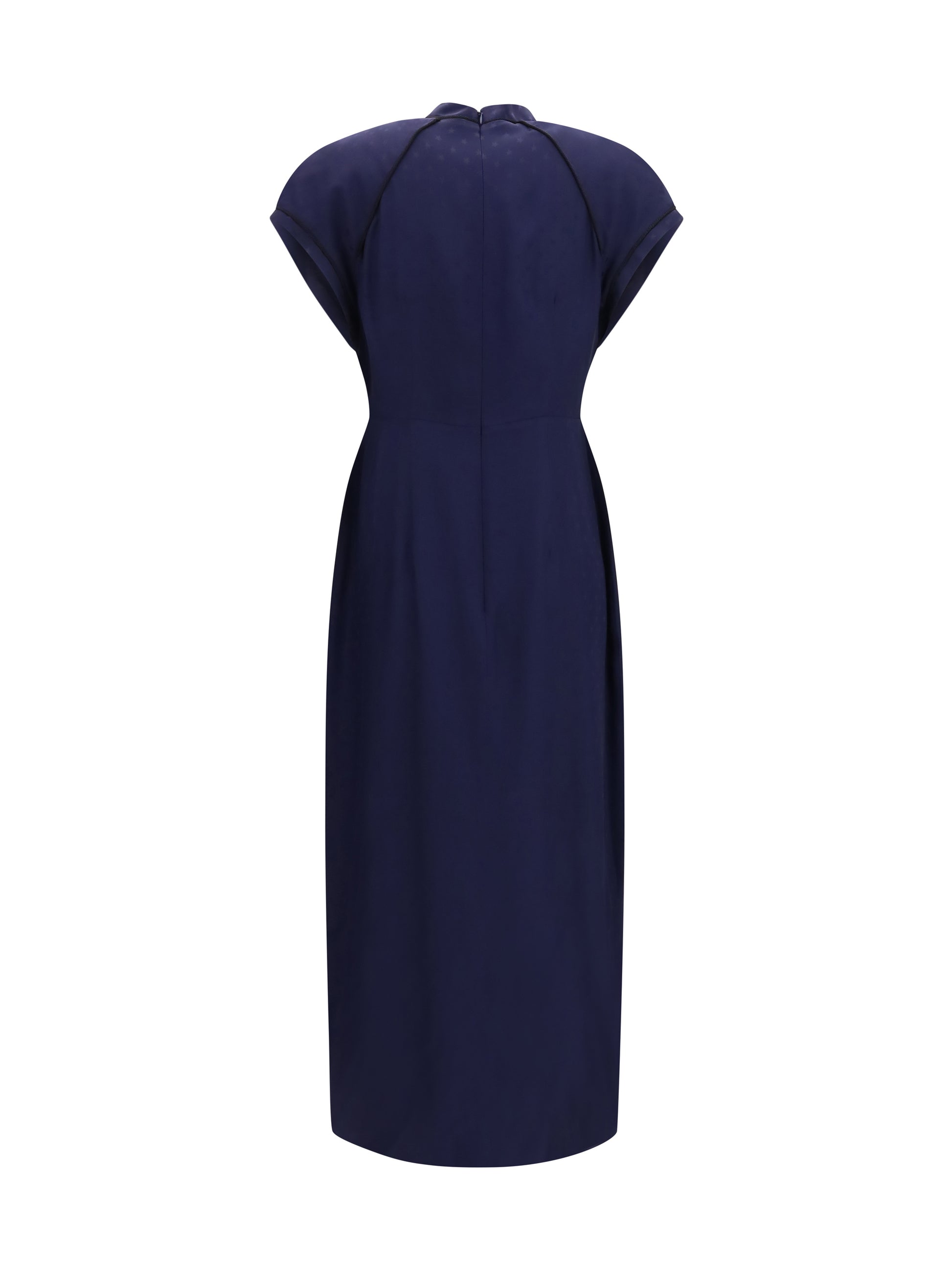 Alessandra Rich Women Silk Midi Dress With Buttons And Contrast Piping ALESSANDRA RICH